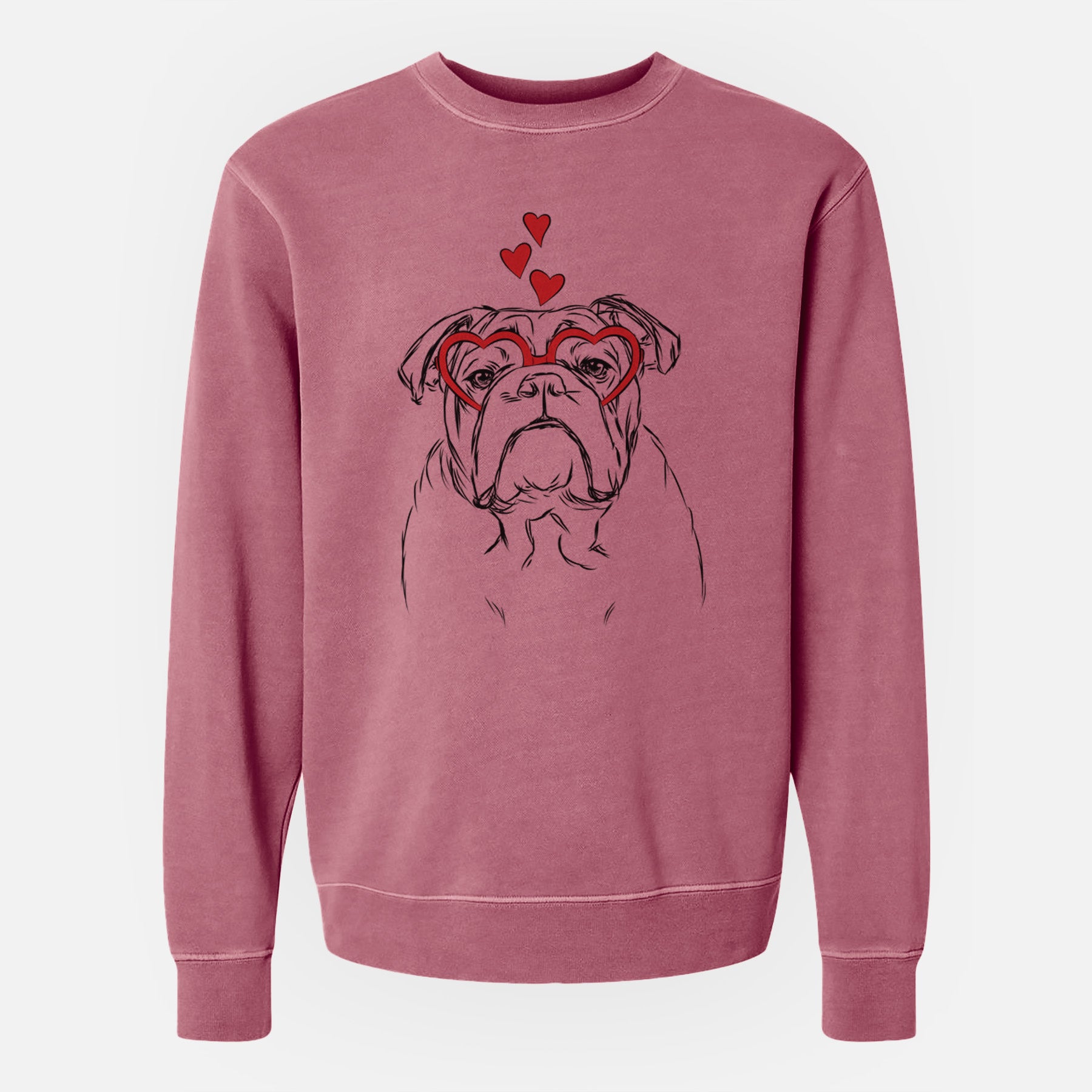 Valentine Winston the English Bulldog - Unisex Pigment Dyed Crew Sweatshirt