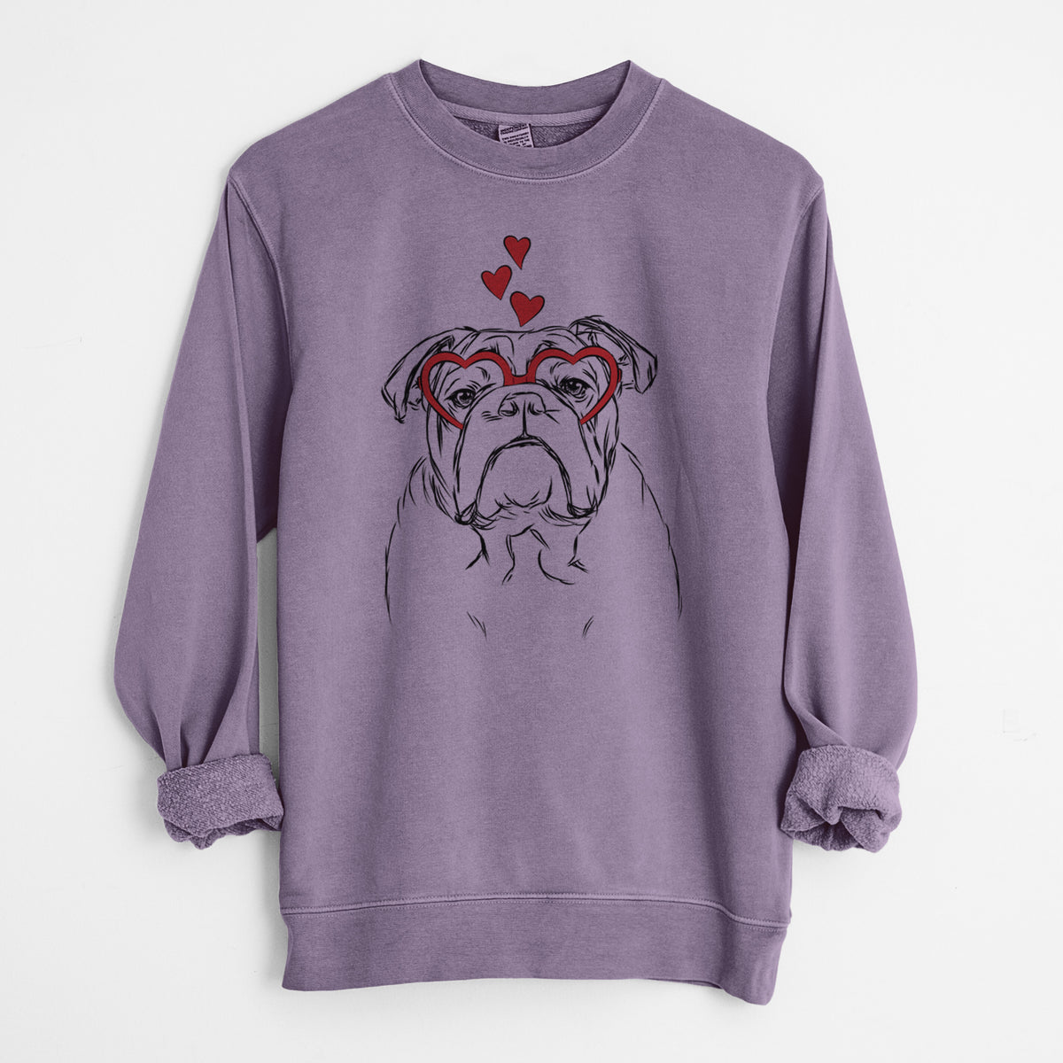 Valentine Winston the English Bulldog - Unisex Pigment Dyed Crew Sweatshirt