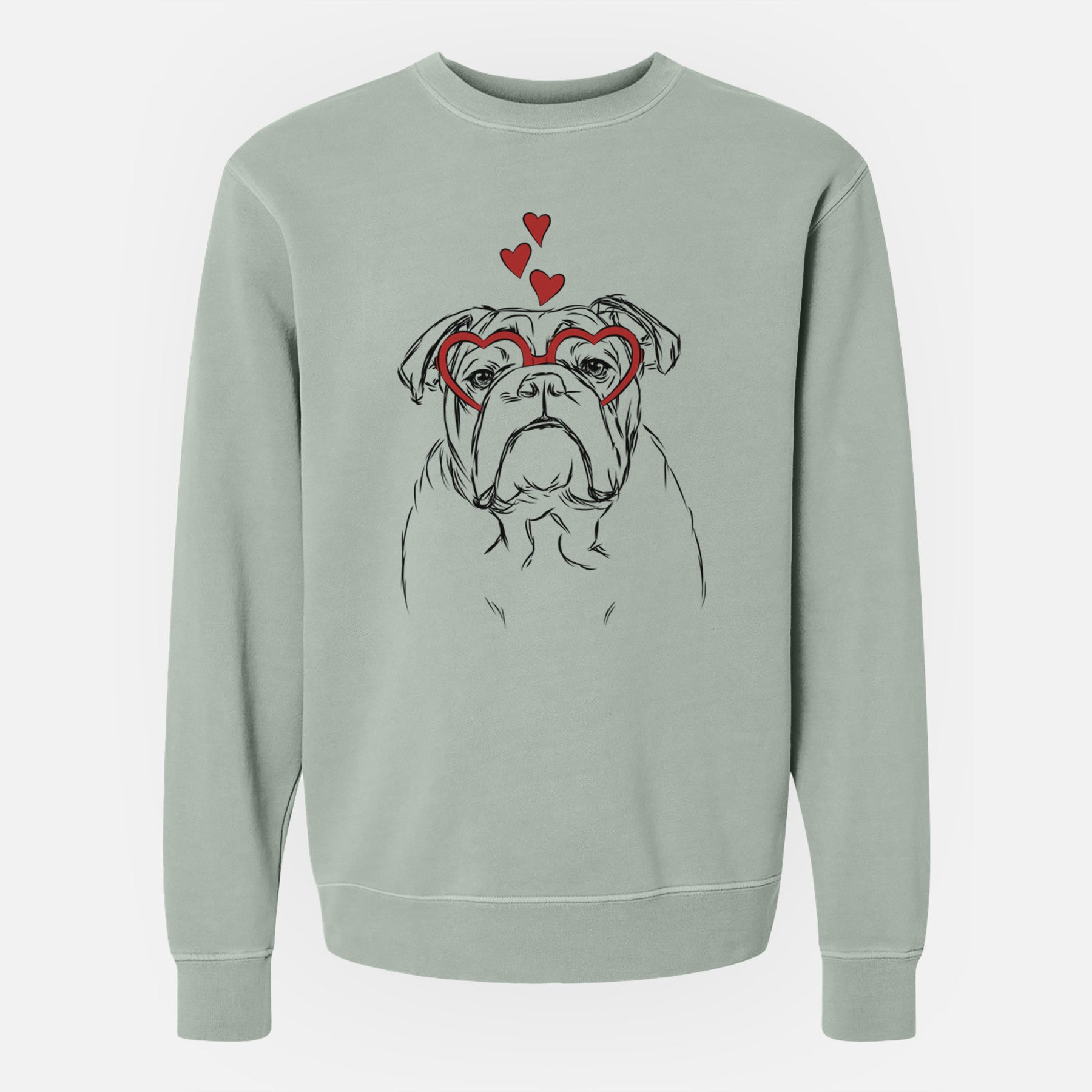 Valentine Winston the English Bulldog - Unisex Pigment Dyed Crew Sweatshirt