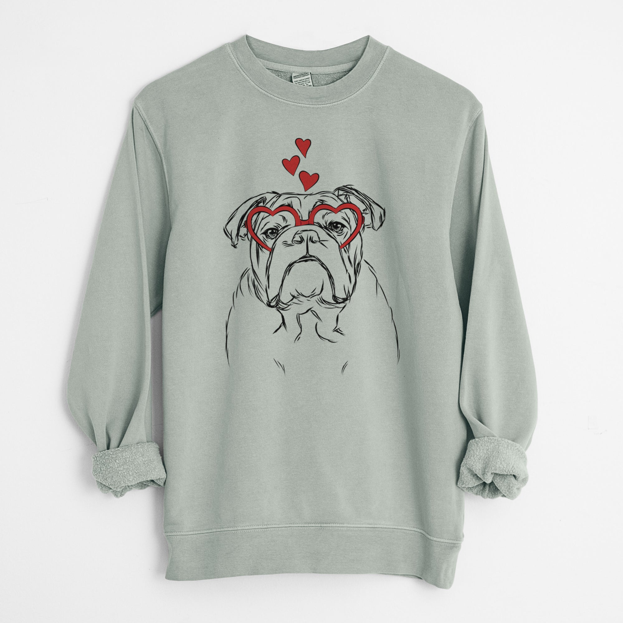 Valentine Winston the English Bulldog - Unisex Pigment Dyed Crew Sweatshirt