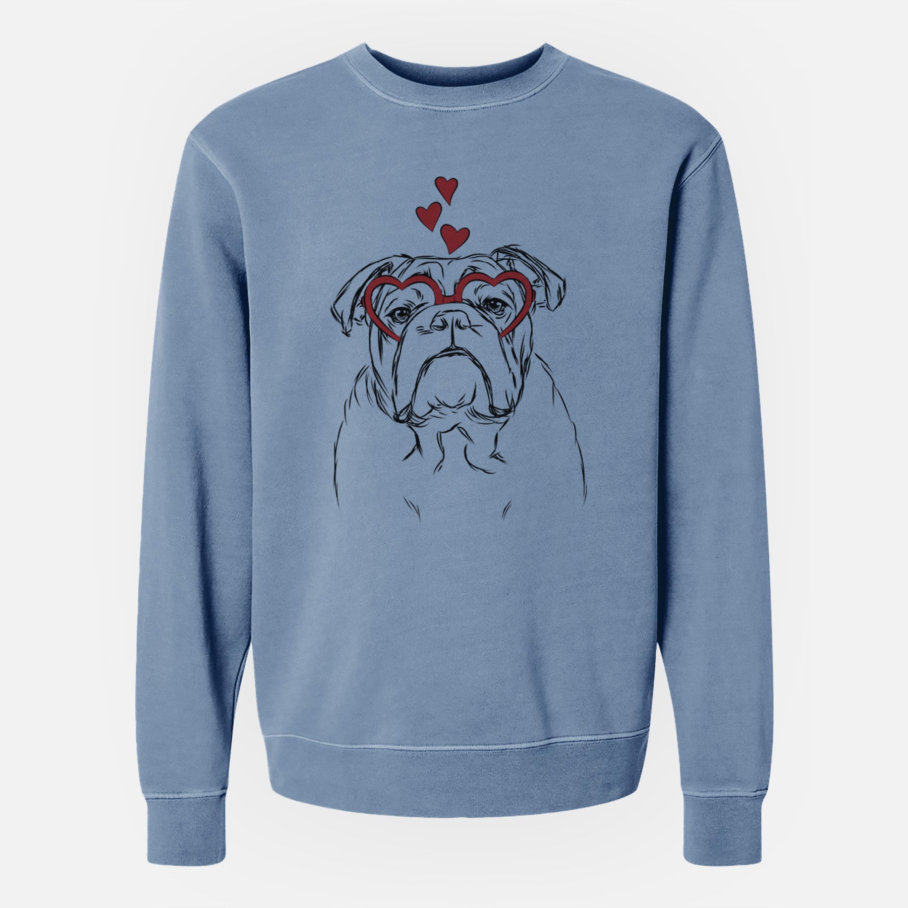 Valentine Winston the English Bulldog - Unisex Pigment Dyed Crew Sweatshirt