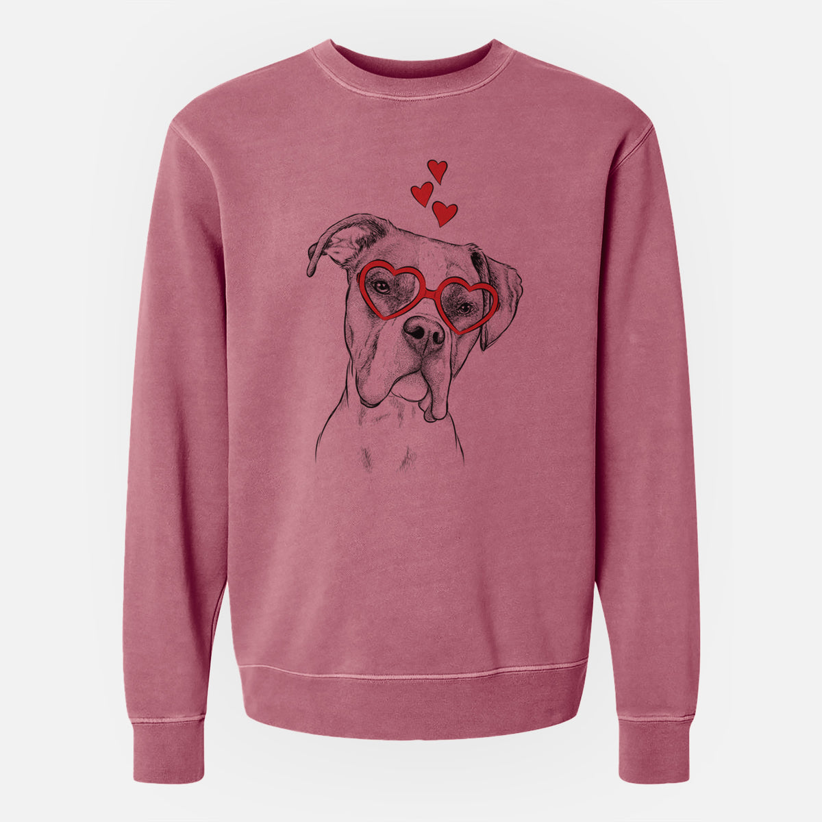 Valentine Winston the Boxer - Unisex Pigment Dyed Crew Sweatshirt