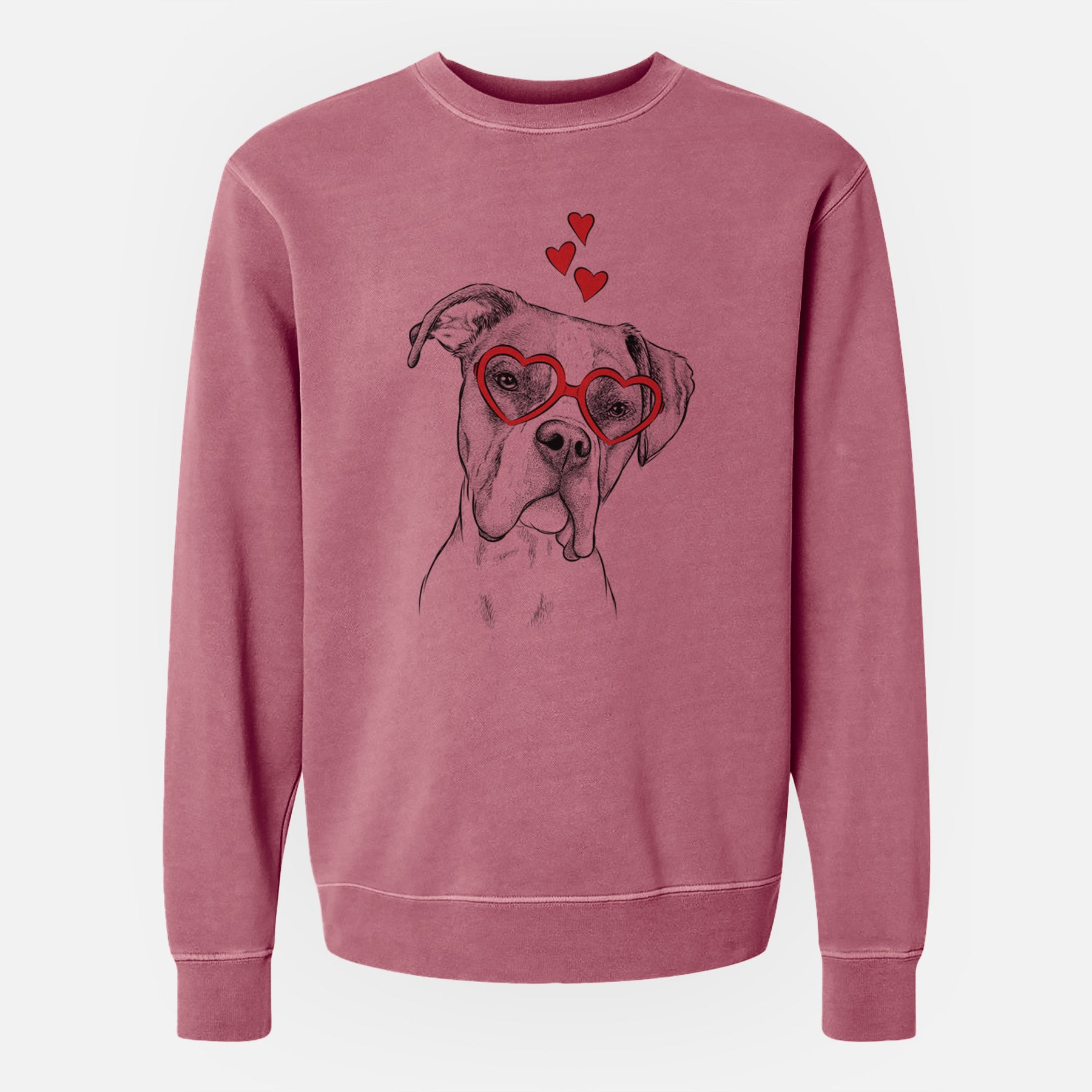 Valentine Winston the Boxer - Unisex Pigment Dyed Crew Sweatshirt