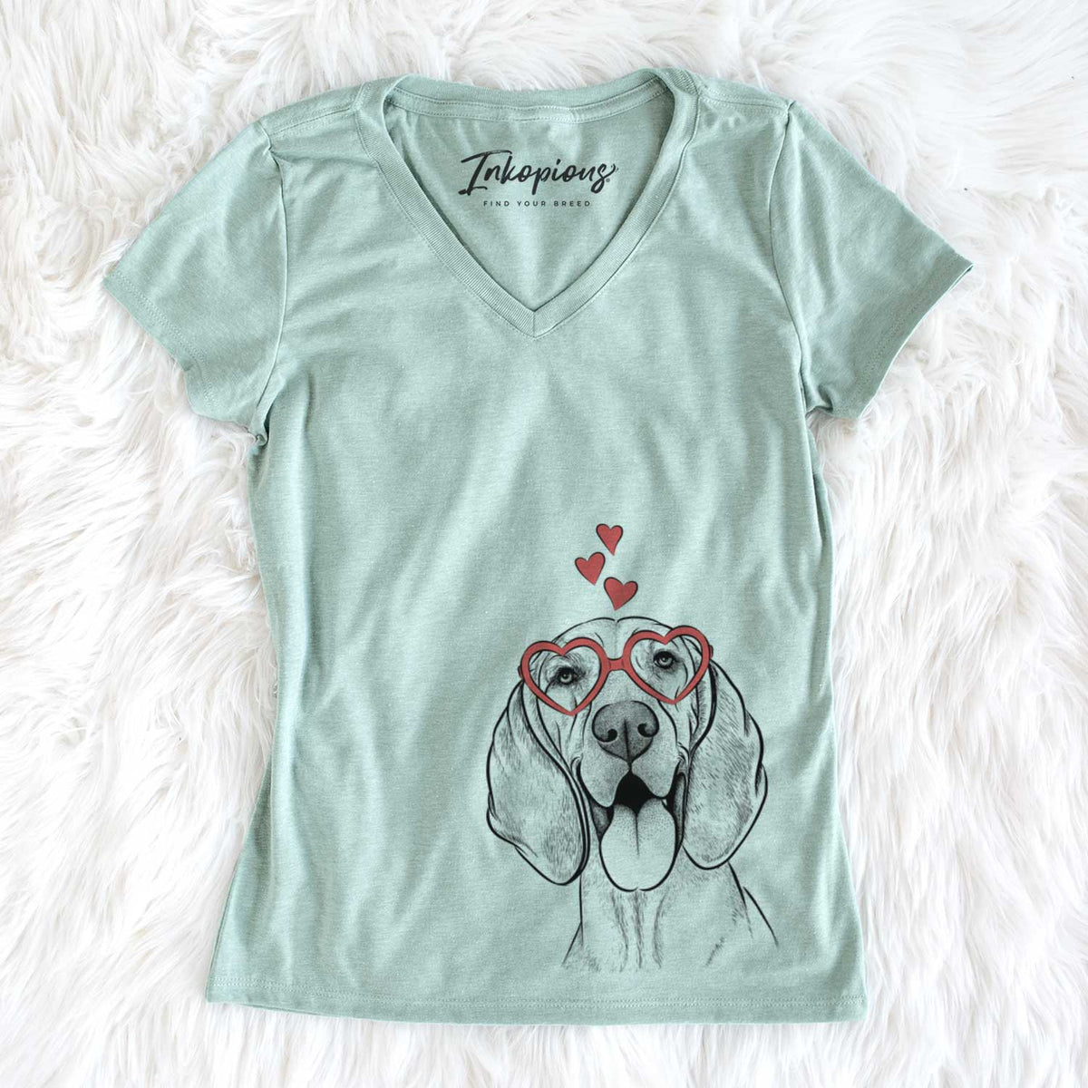 Valentine Winston the Redbone Coonhound - Women&#39;s V-neck Shirt