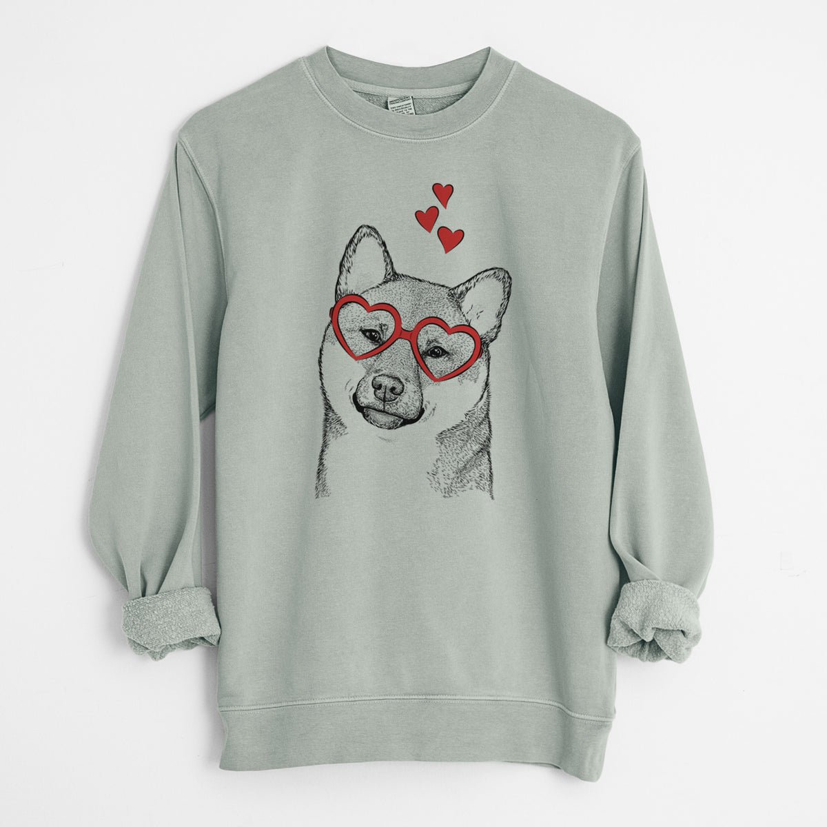 Valentine Yakuza the Shiba Inu - Unisex Pigment Dyed Crew Sweatshirt