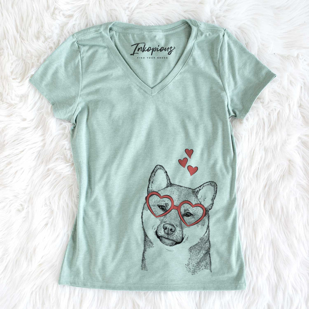 Valentine Yakuza the Shiba Inu - Women's V-neck Shirt