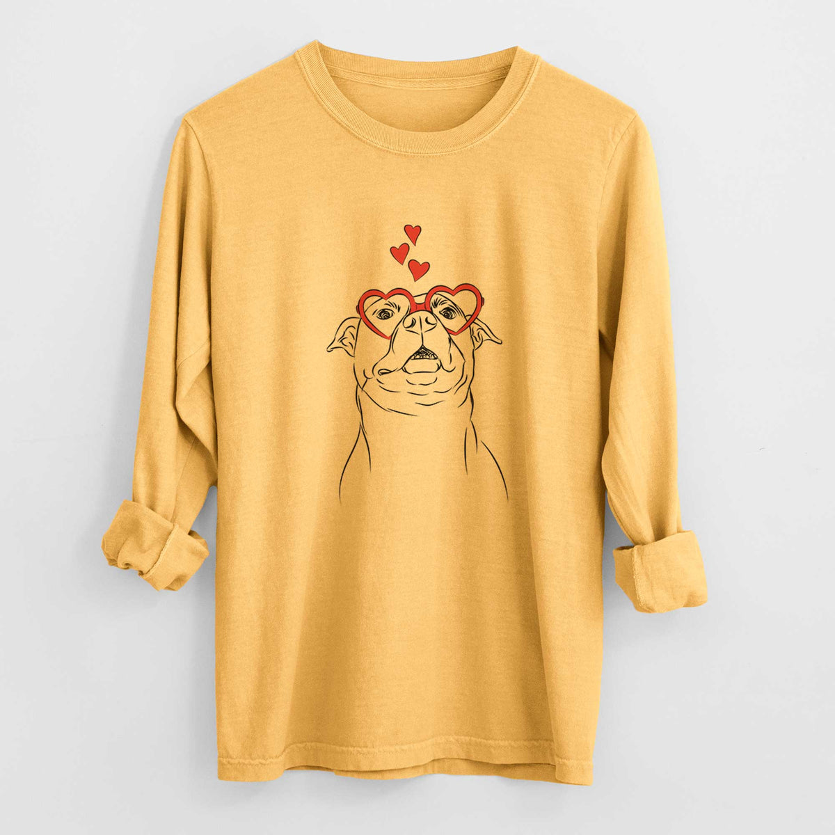 Valentine Zada the Pitbull - Heavyweight 100% Cotton Long Sleeve
