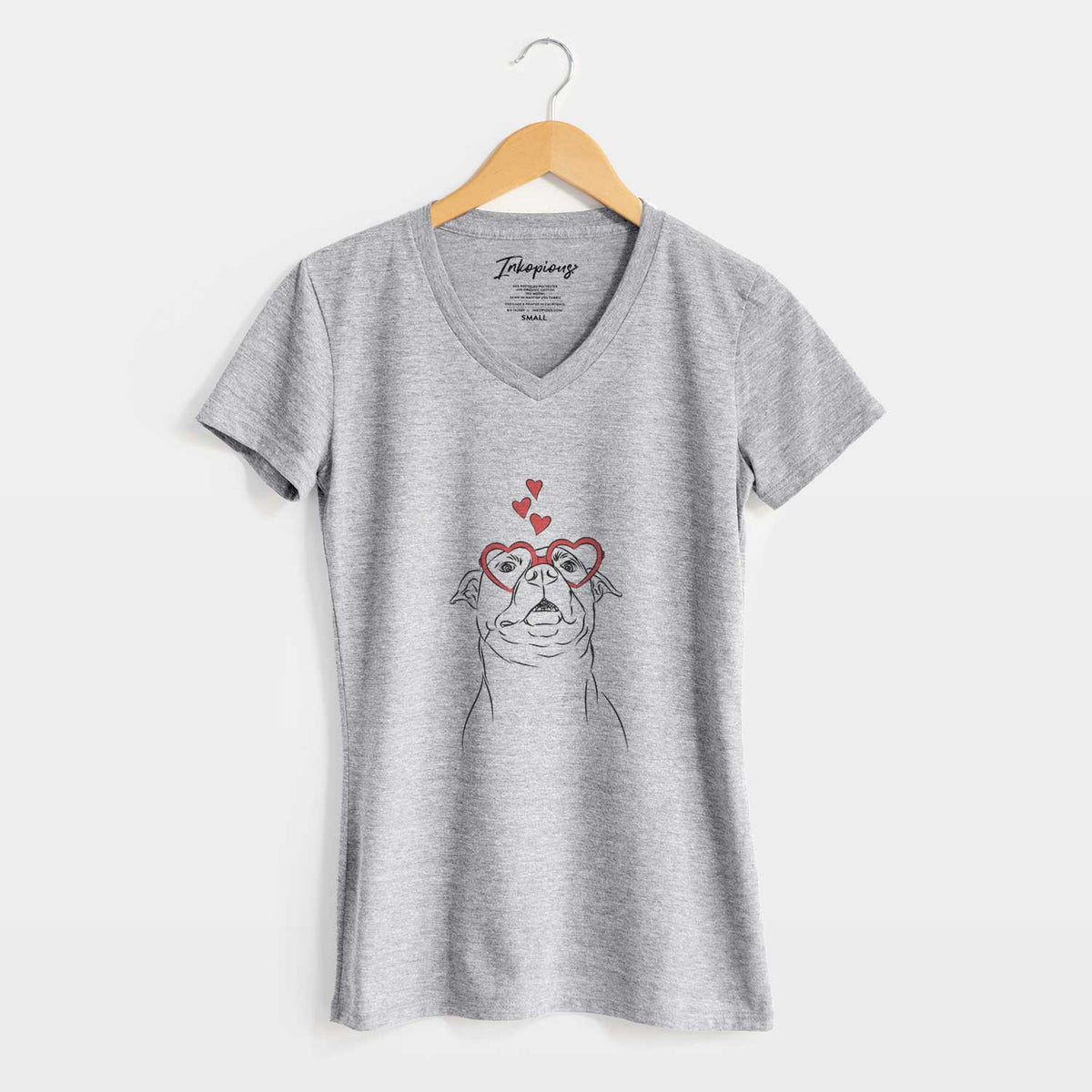 Valentine Zada the Pitbull - Women's V-neck Shirt