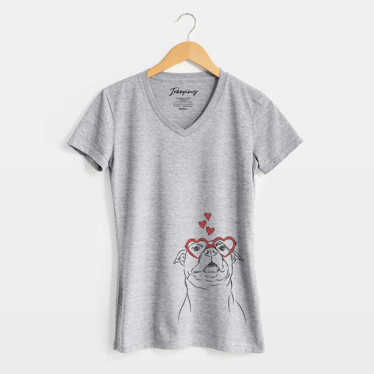 Valentine Zada the Pitbull - Women's V-neck Shirt
