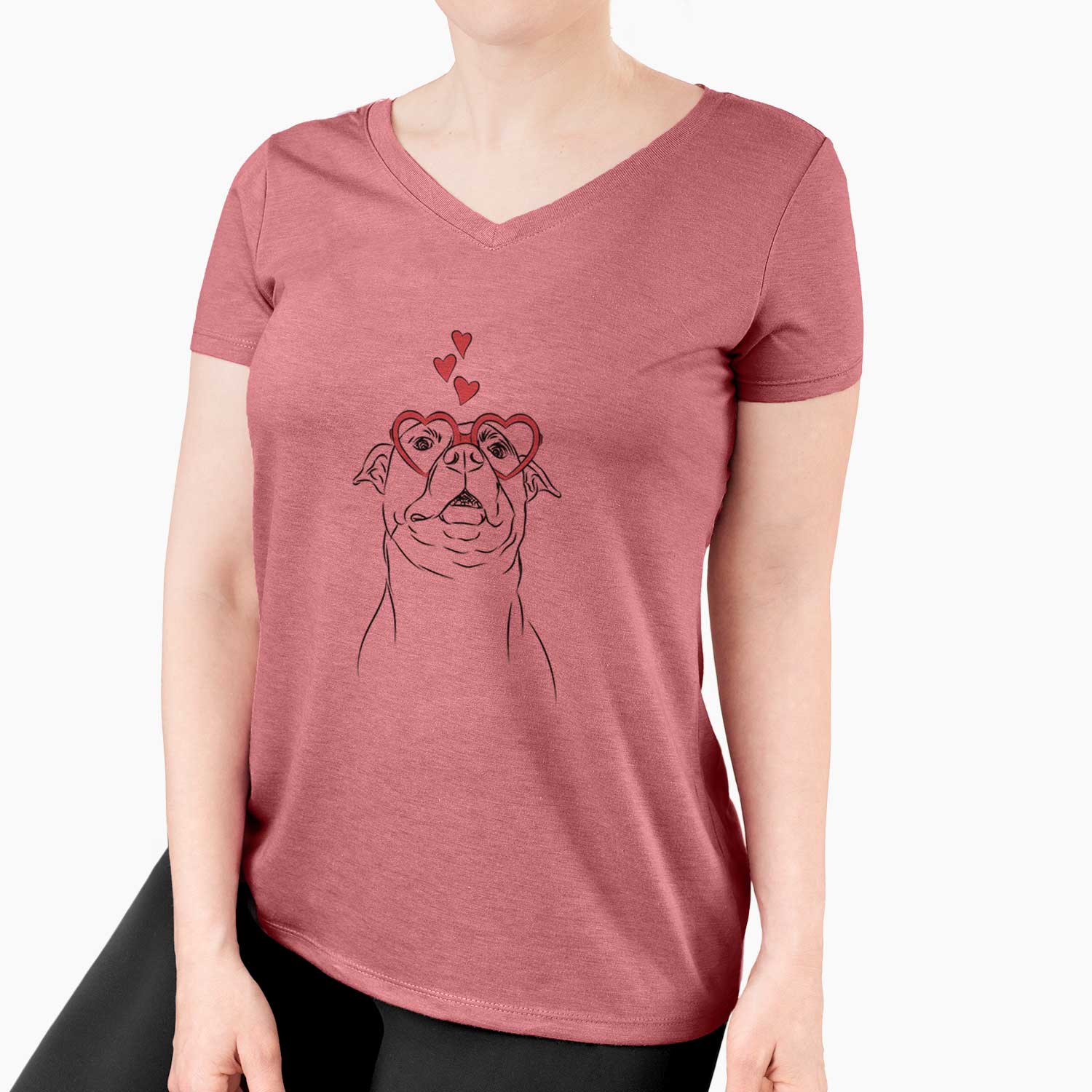 Valentine Zada the Pitbull - Women's V-neck Shirt