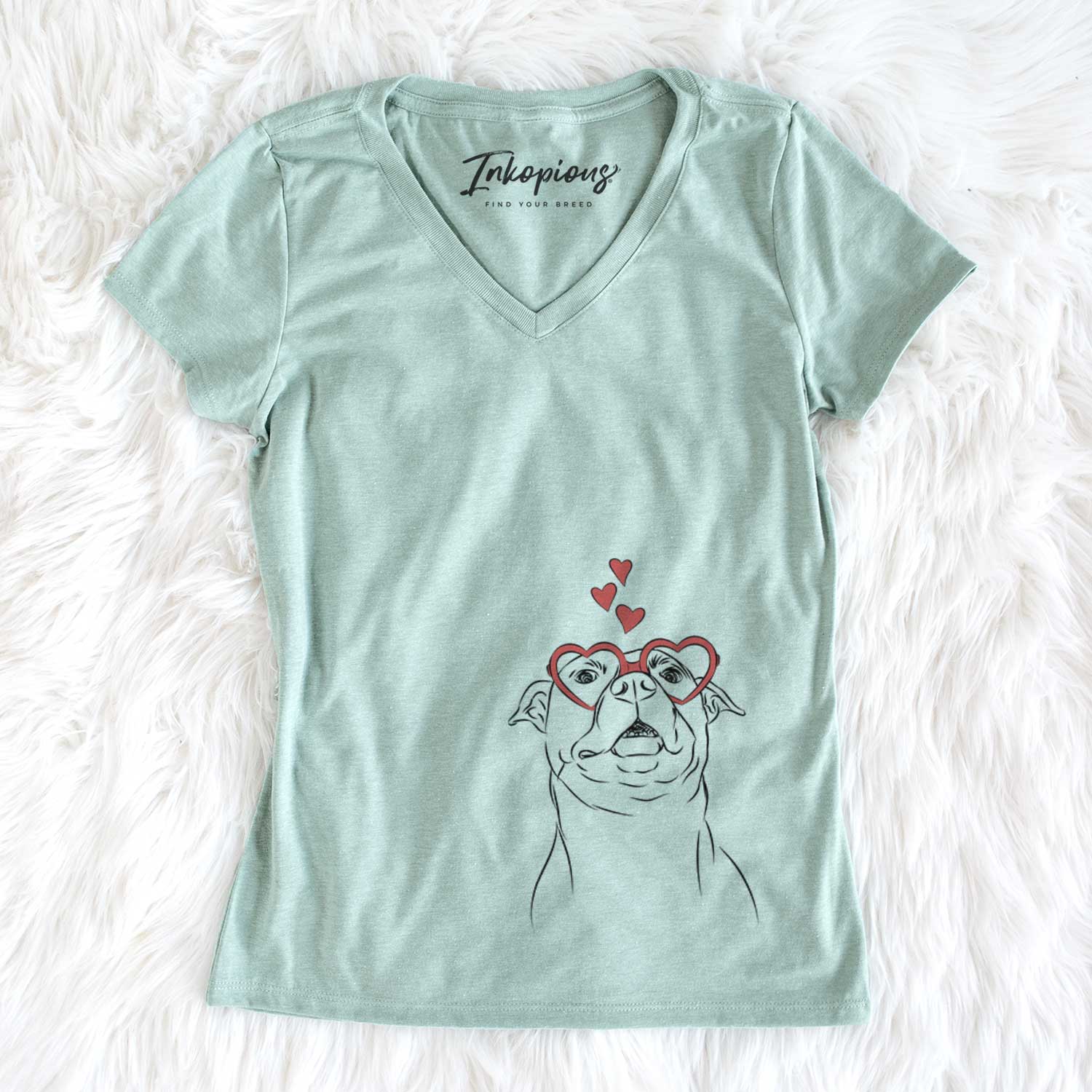 Valentine Zada the Pitbull - Women's V-neck Shirt