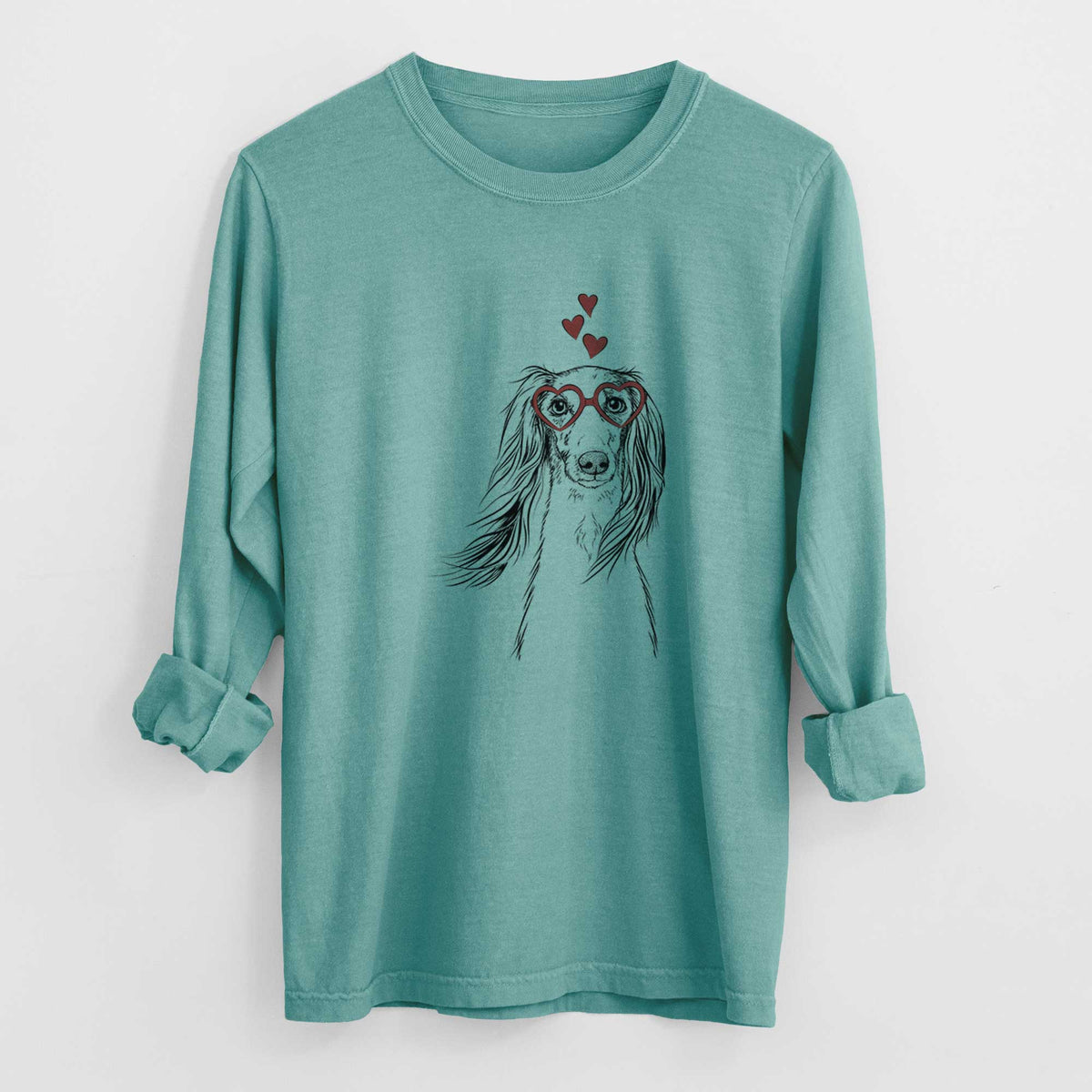 Valentine Zahra the Saluki - Heavyweight 100% Cotton Long Sleeve