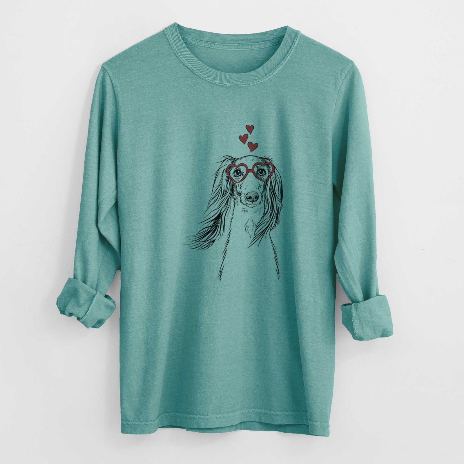 Valentine Zahra the Saluki - Heavyweight 100% Cotton Long Sleeve