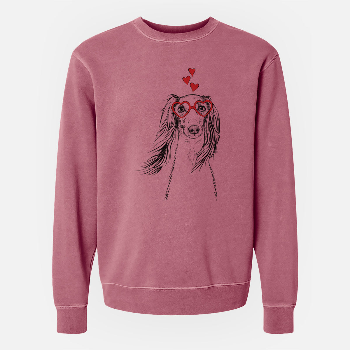 Valentine Zahra the Saluki - Unisex Pigment Dyed Crew Sweatshirt