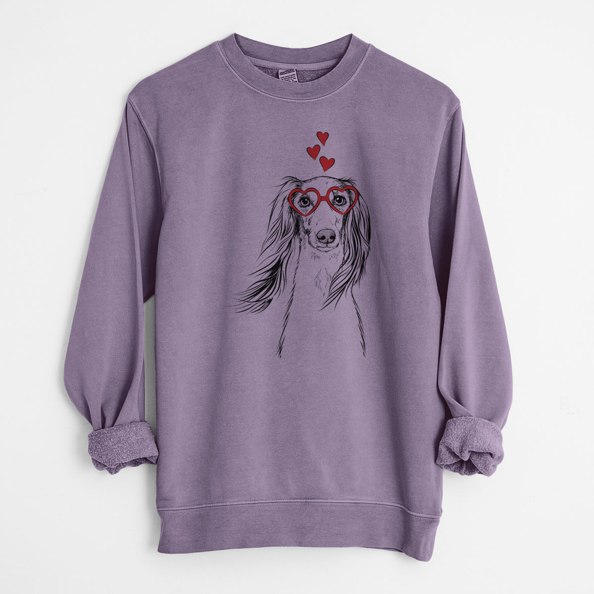 Valentine Zahra the Saluki - Unisex Pigment Dyed Crew Sweatshirt