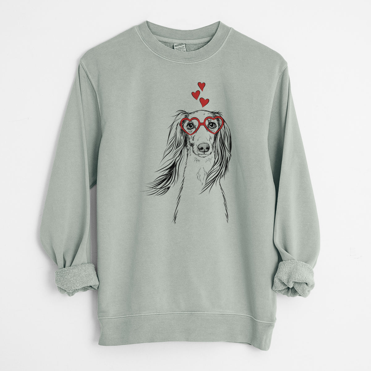 Valentine Zahra the Saluki - Unisex Pigment Dyed Crew Sweatshirt