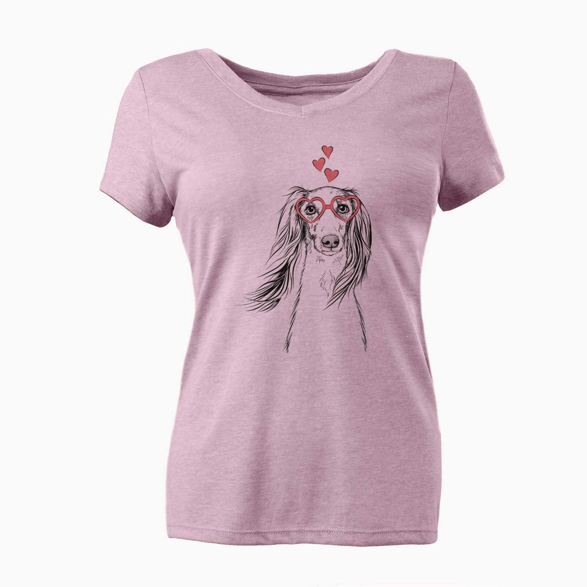 Valentine Zahra the Saluki - Women's V-neck Shirt