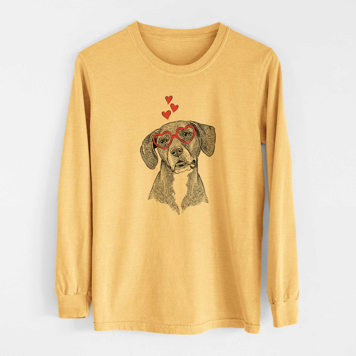Valentine Zeena the Plott Hound Mix - Heavyweight 100% Cotton Long Sleeve