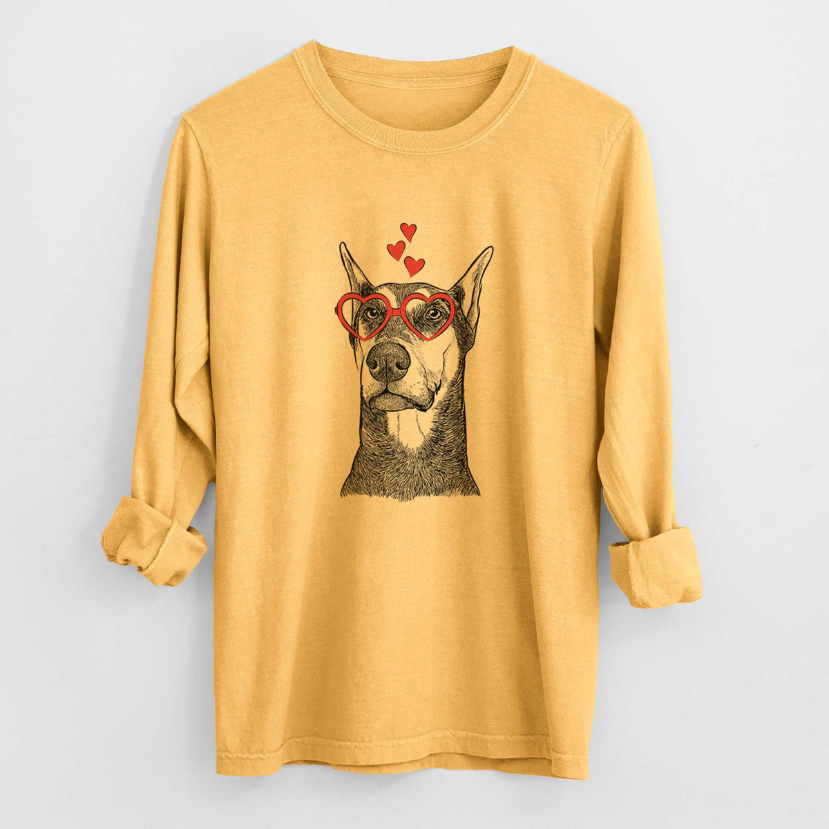 Valentine Zeus the Doberman Pinscher - Heavyweight 100% Cotton Long Sleeve