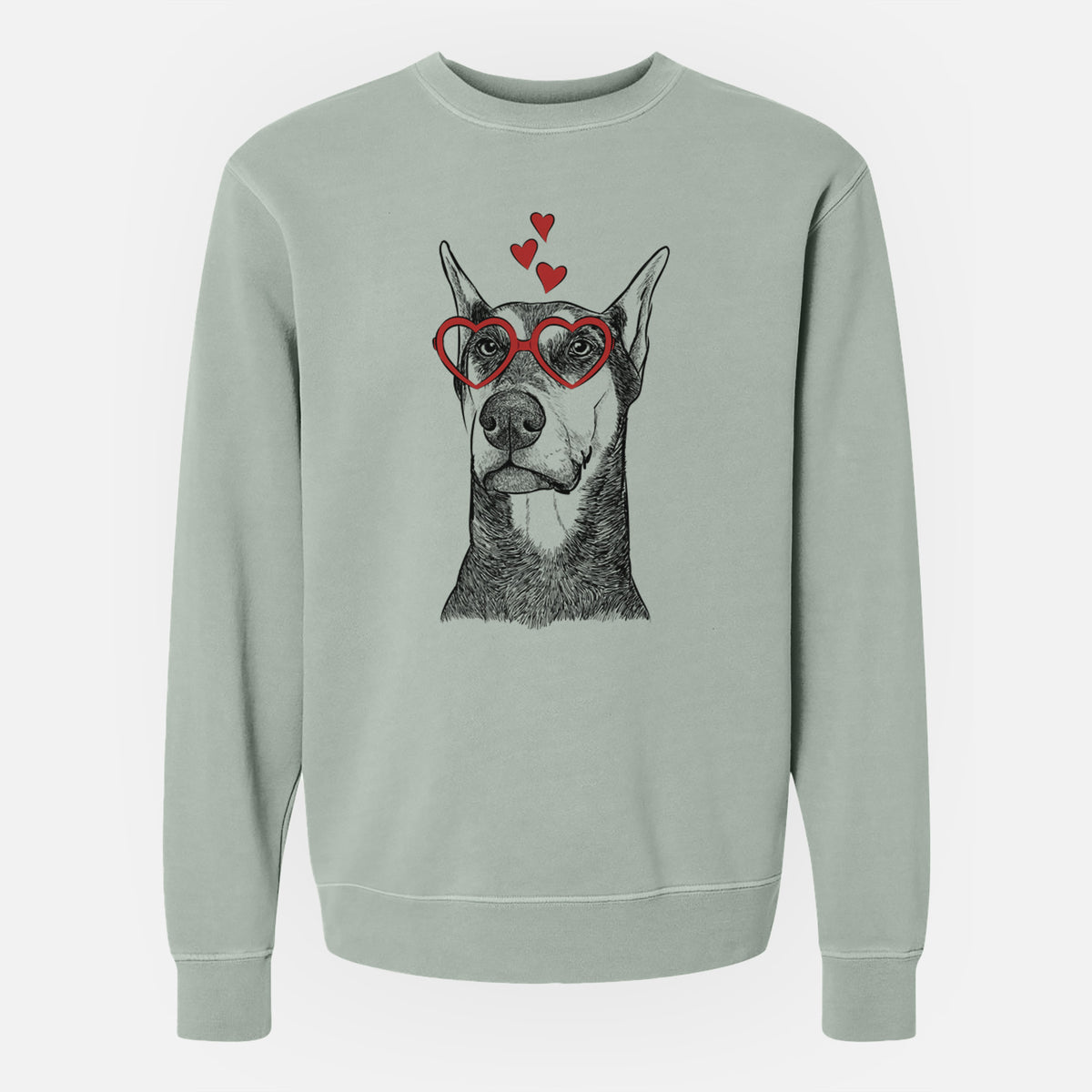 Valentine Zeus the Doberman Pinscher - Unisex Pigment Dyed Crew Sweatshirt