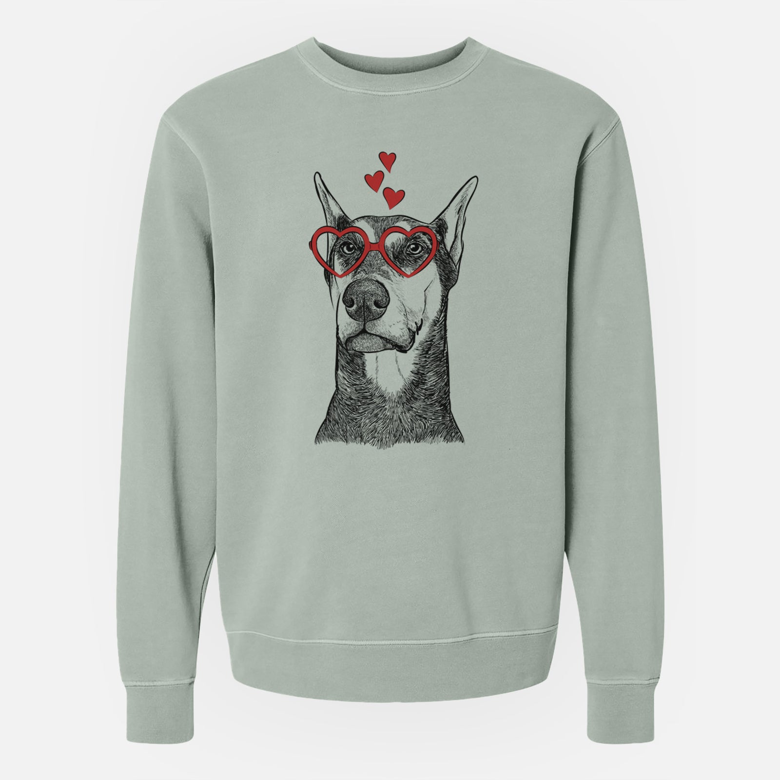 Valentine Zeus the Doberman Pinscher - Unisex Pigment Dyed Crew Sweatshirt