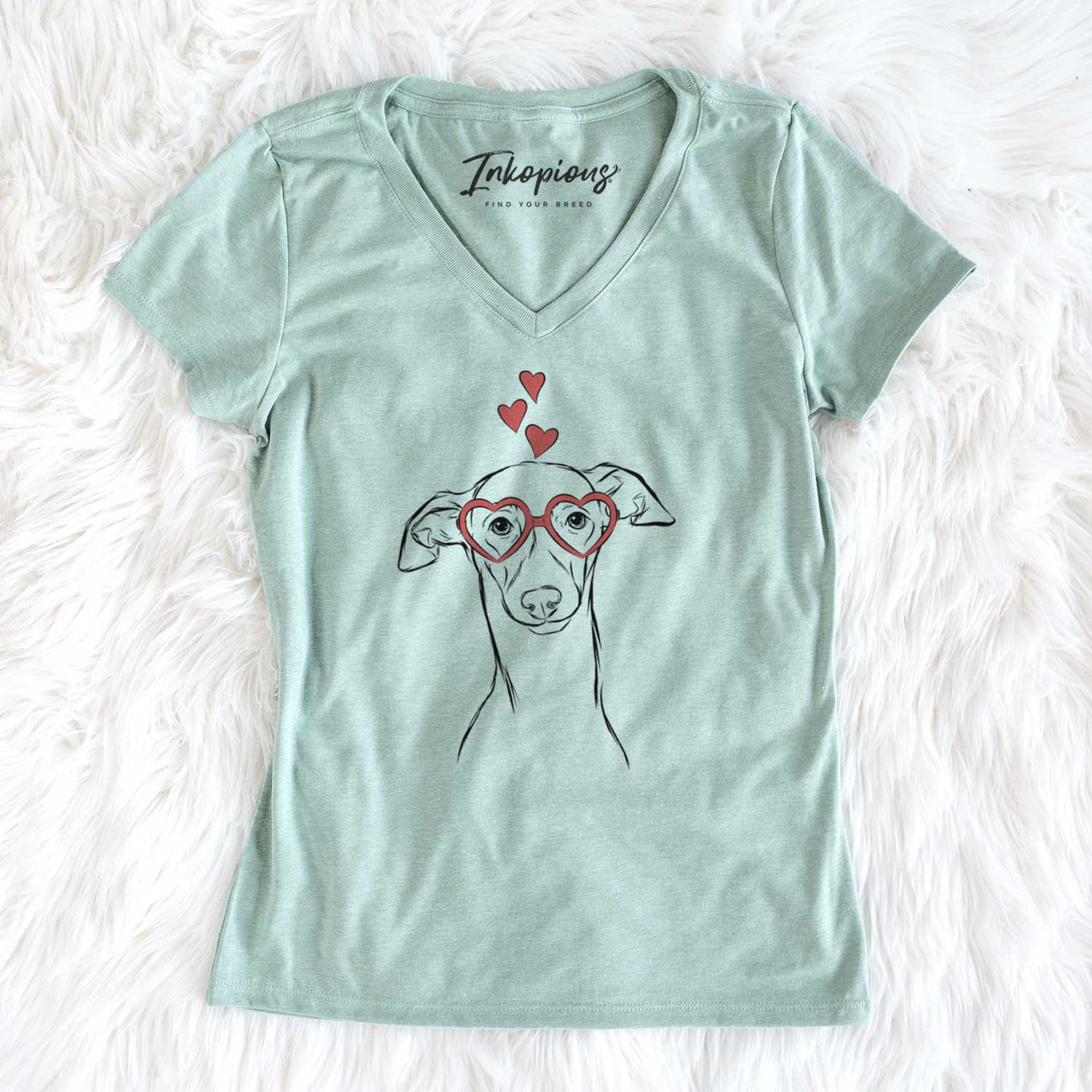 Valentine Ziggie the Italian Greyhound - Women's V-neck Shirt
