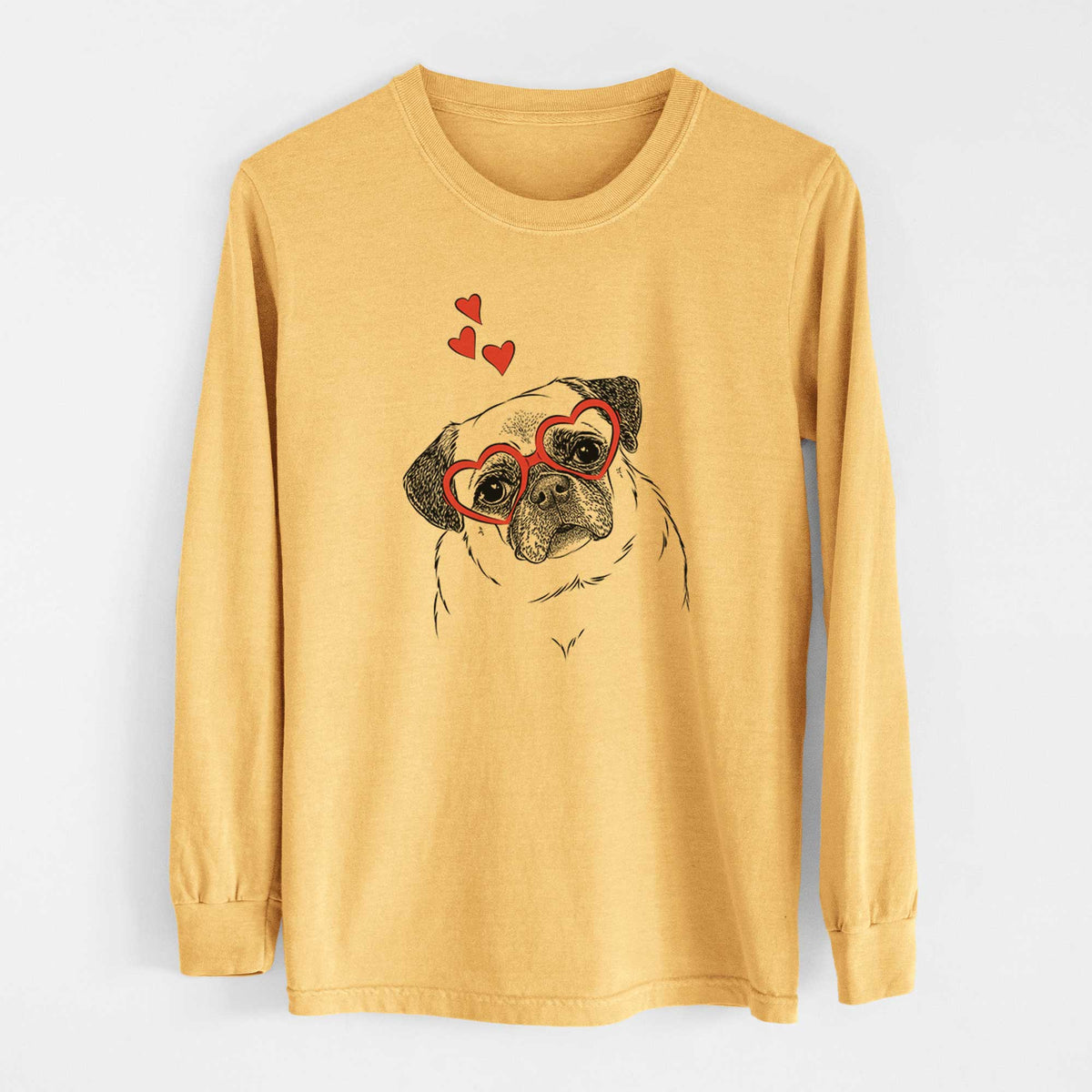 Valentine Zoey the Pug - Heavyweight 100% Cotton Long Sleeve