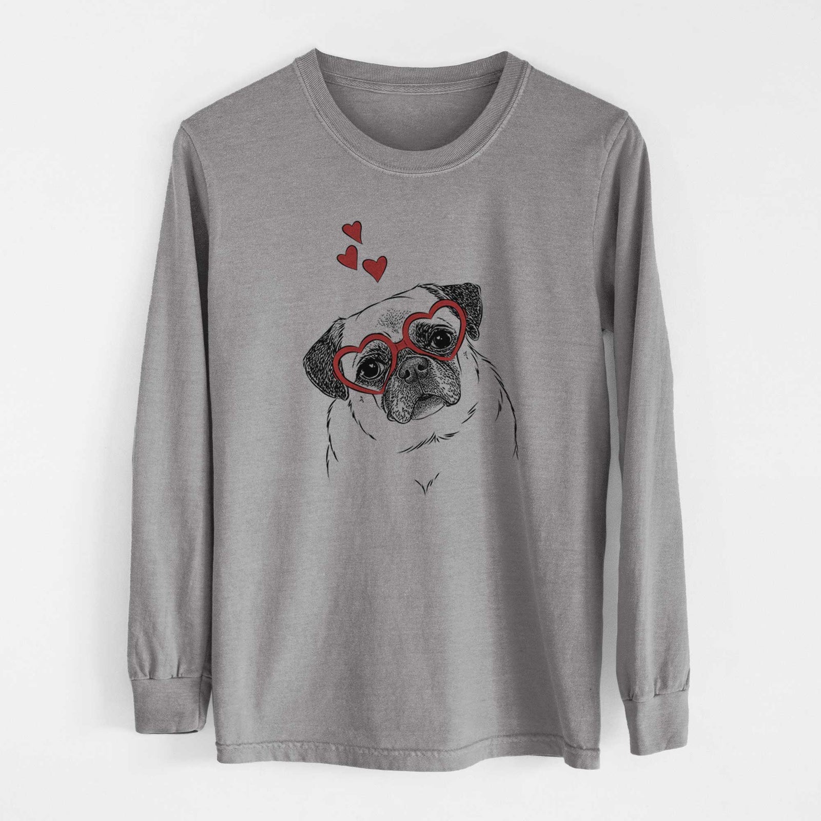 Valentine Zoey the Pug - Heavyweight 100% Cotton Long Sleeve