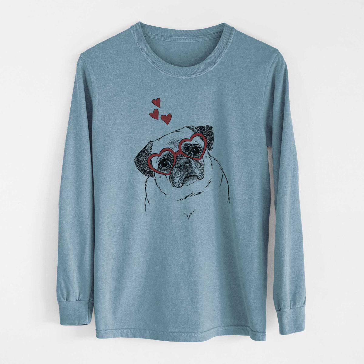 Valentine Zoey the Pug - Heavyweight 100% Cotton Long Sleeve
