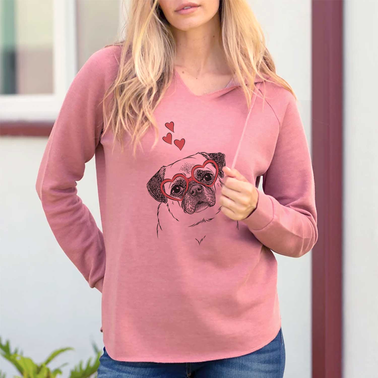 Valentine Zoey the Pug - Cali Wave Hooded Sweatshirt