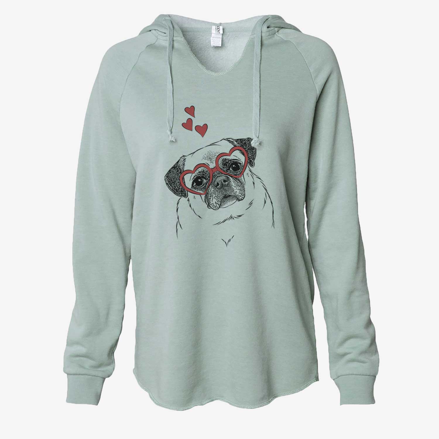 Valentine Zoey the Pug - Cali Wave Hooded Sweatshirt