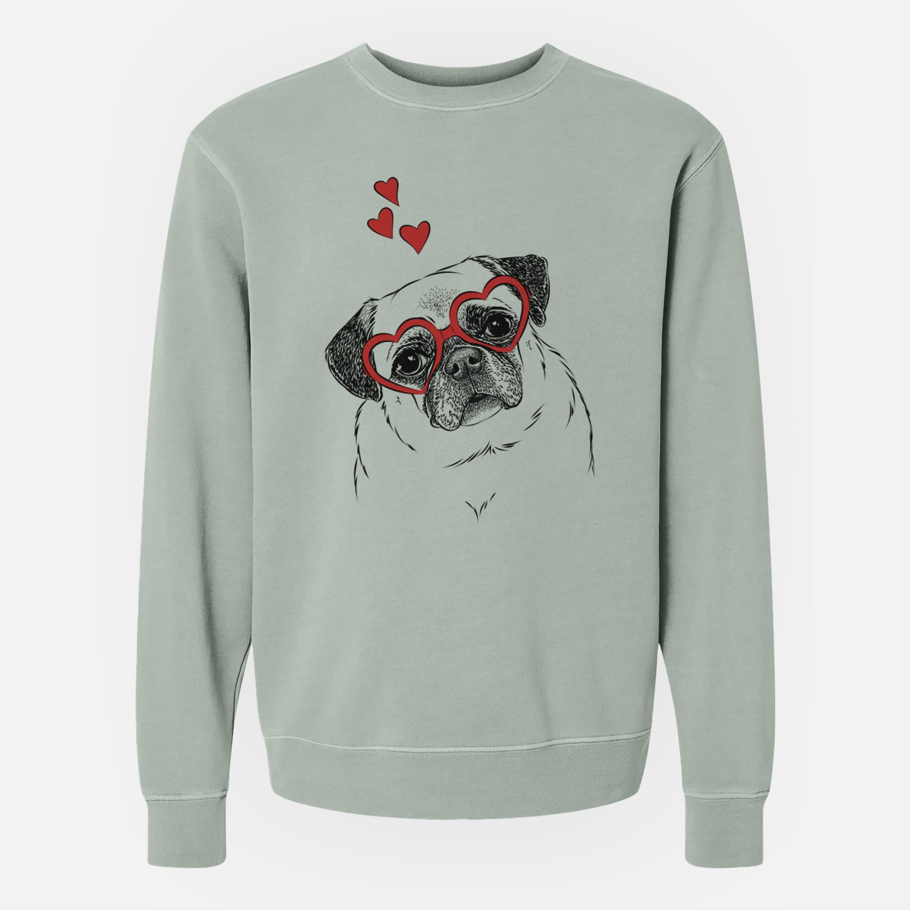 Valentine Zoey the Pug - Unisex Pigment Dyed Crew Sweatshirt