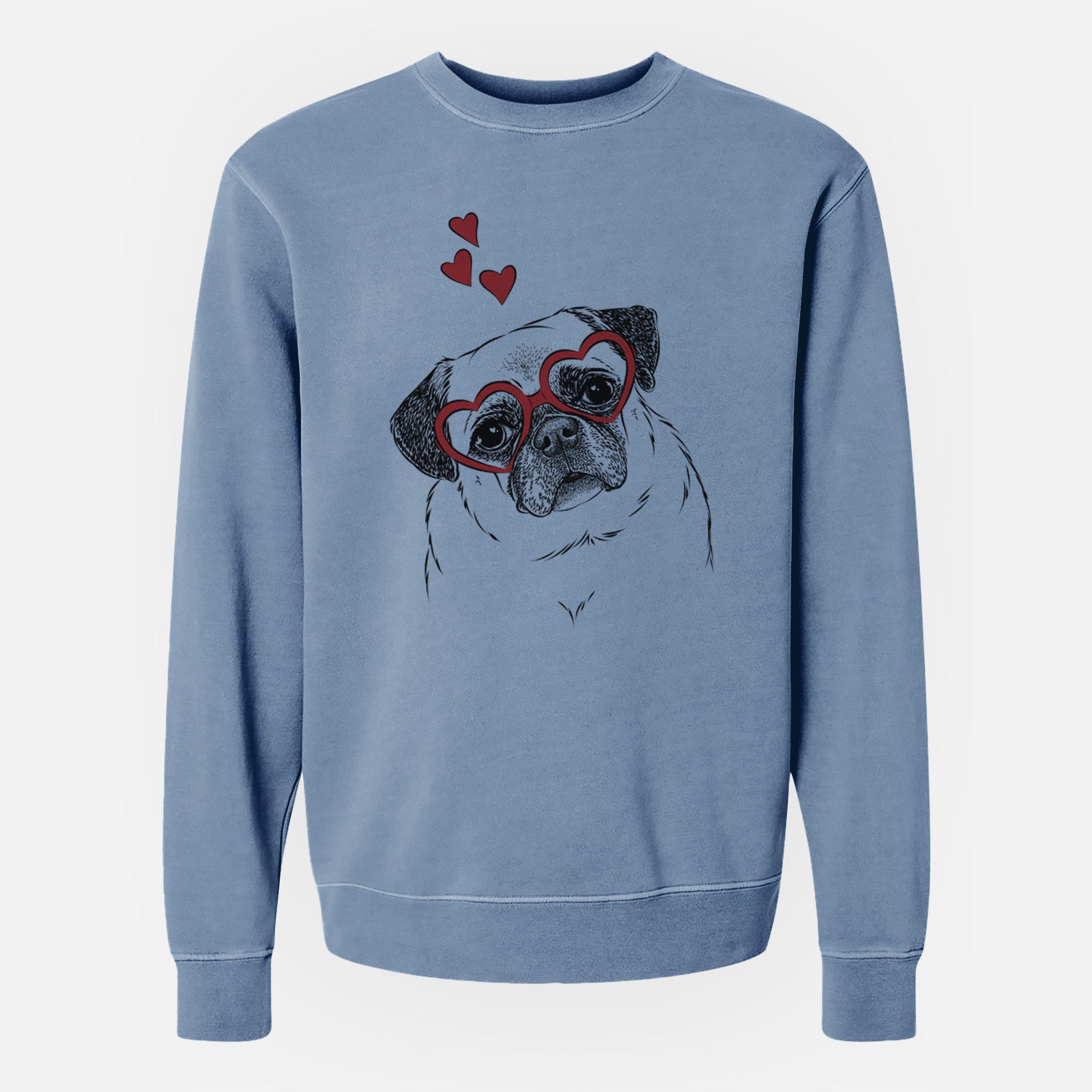 Valentine Zoey the Pug - Unisex Pigment Dyed Crew Sweatshirt