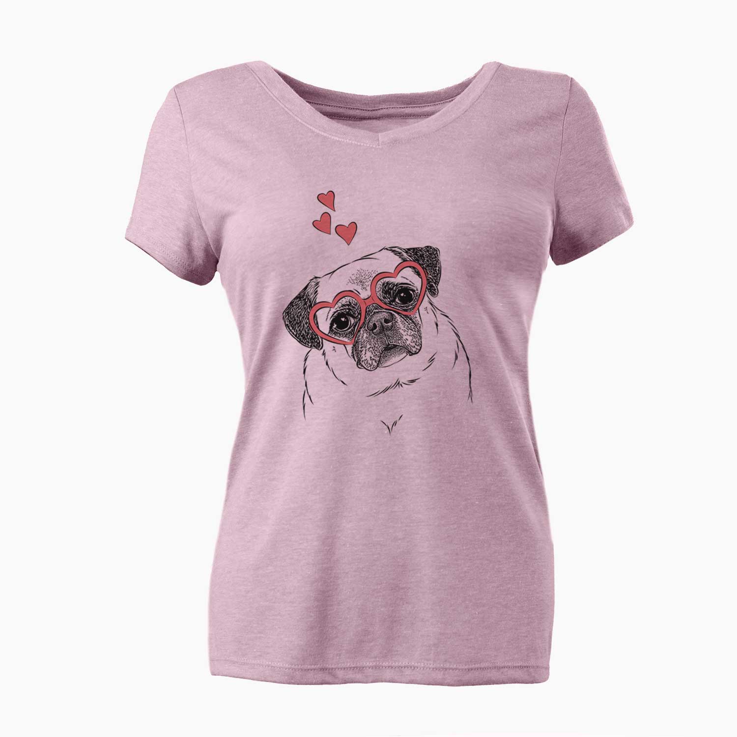 Valentine Zoey the Pug - Women's V-neck Shirt