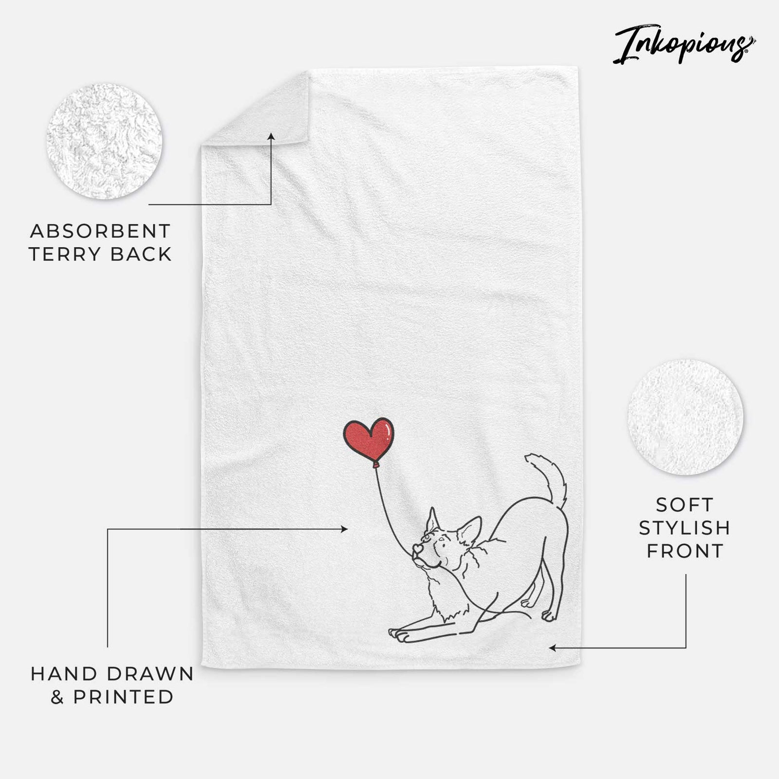 Australian Cattle Dog Heart String -  Decorative Hand Towel