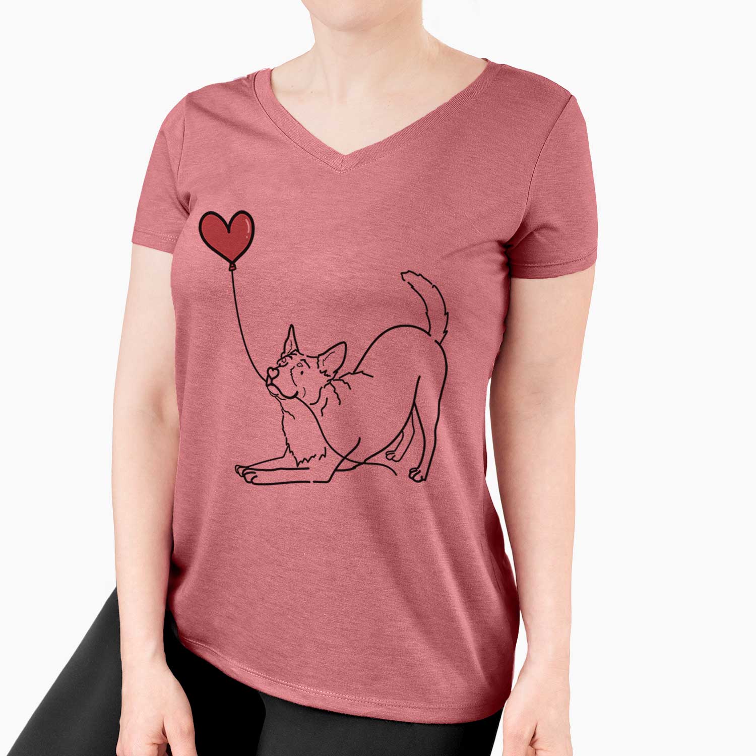 Australian Cattle Dog Heart String - Women's V-neck Shirt