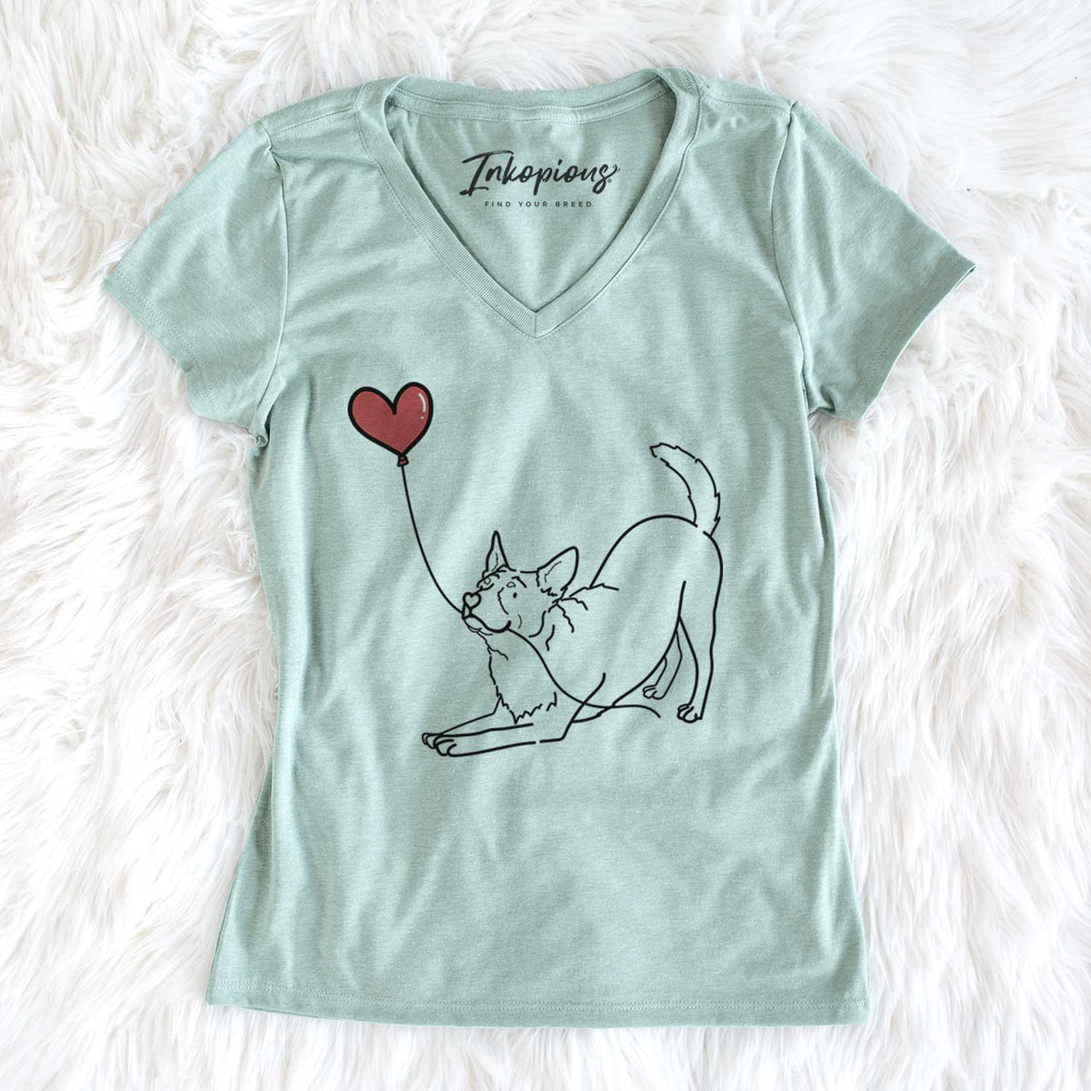 Australian Cattle Dog Heart String - Women's V-neck Shirt