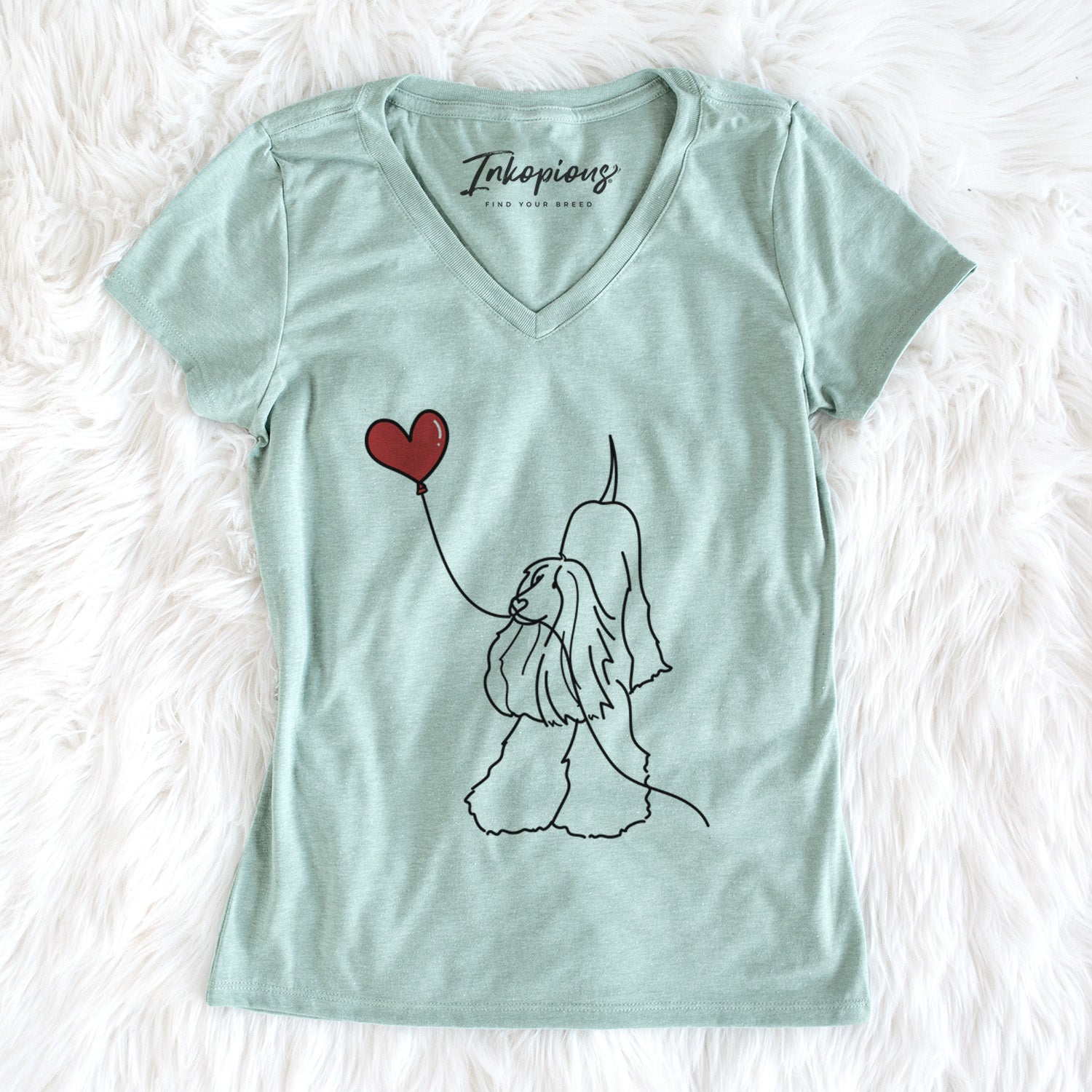 Afghan Hound Heart String - Women's Perfect V-neck Shirt