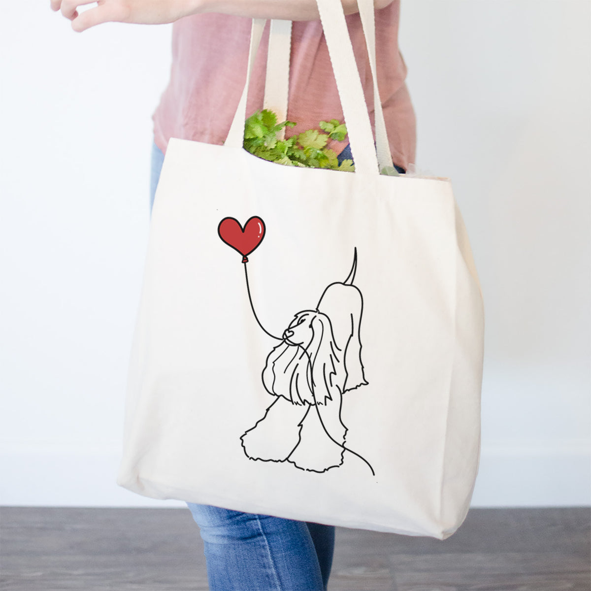 Afghan Hound Heart String- Tote Bag