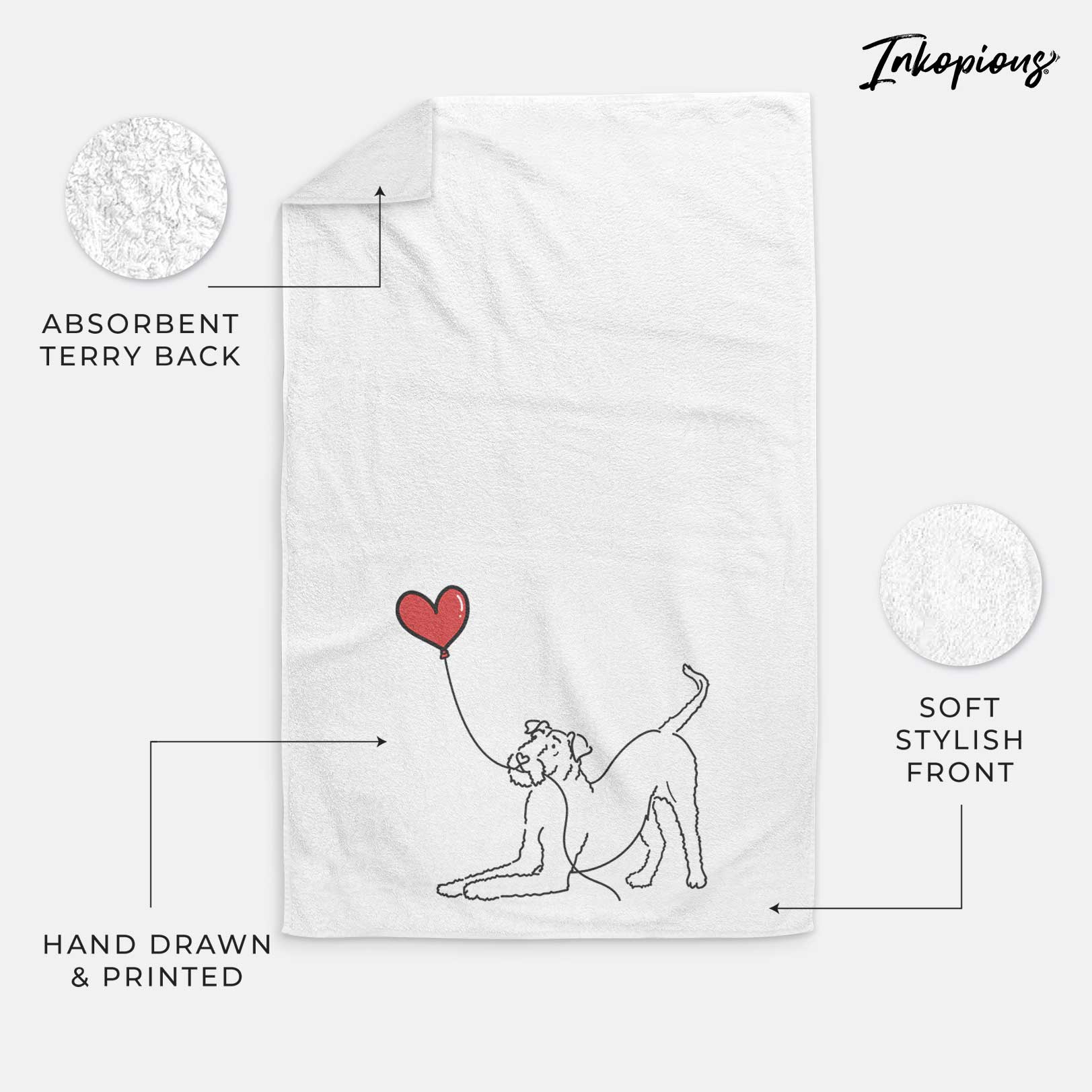 Airedale Terrier Heart String -  Decorative Hand Towel