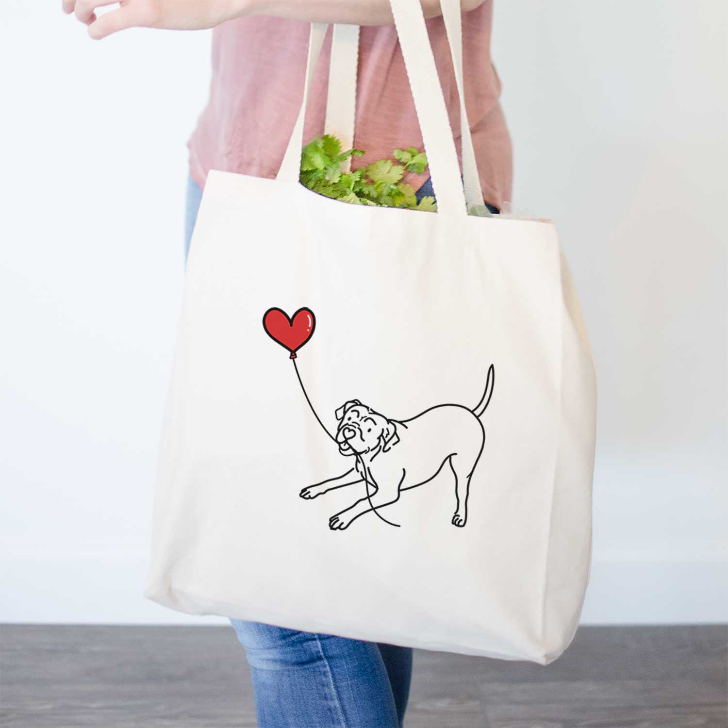 American Bulldog Heart String- Tote Bag