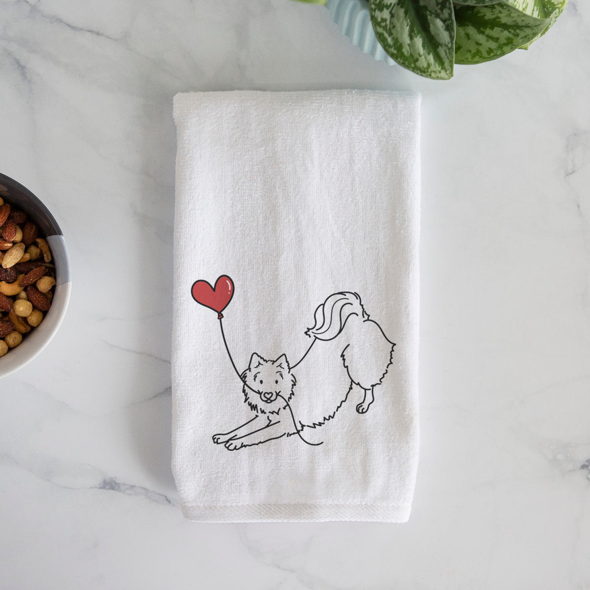 American Eskimo Heart String -  Decorative Hand Towel