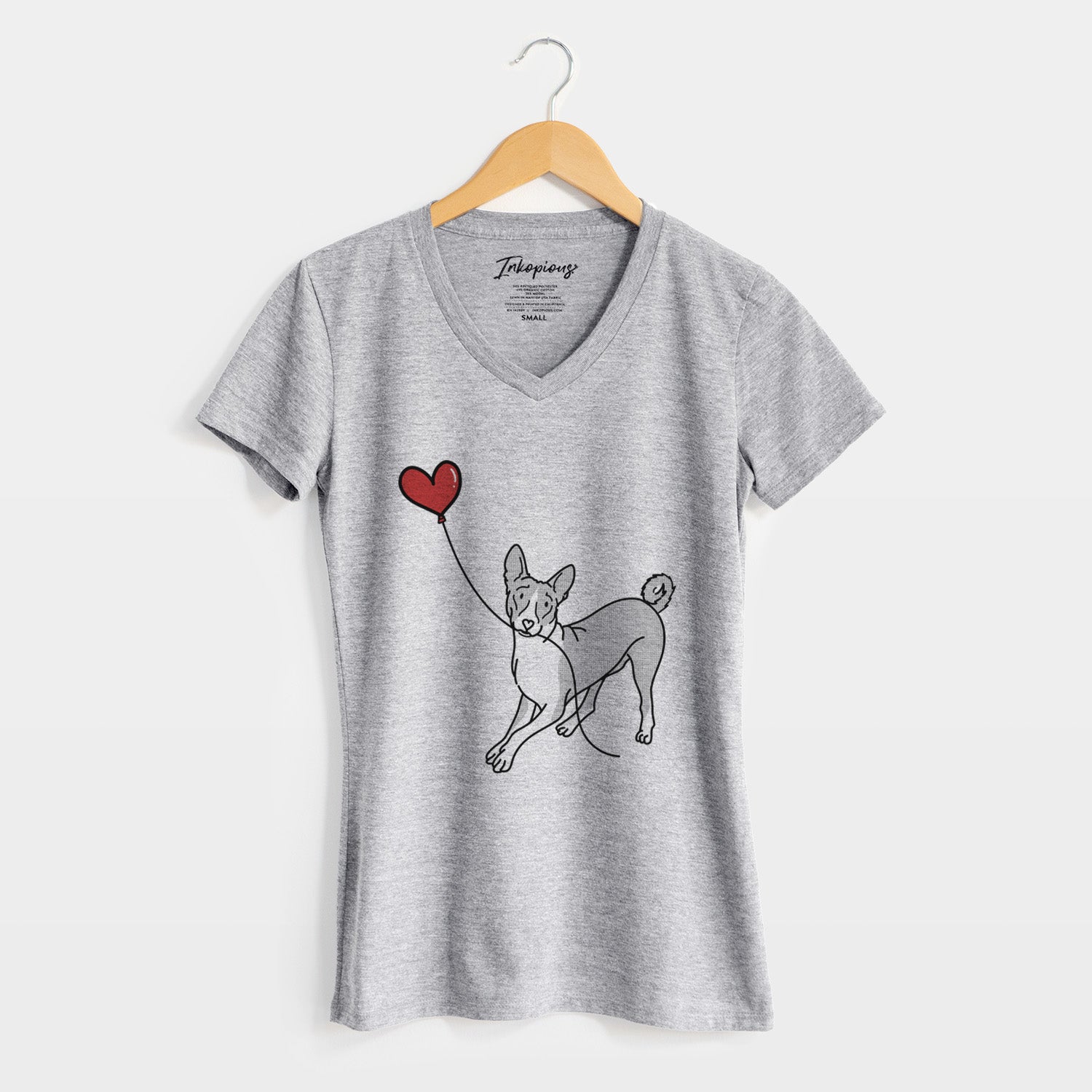 Basenji Heart String - Women's Perfect V-neck Shirt