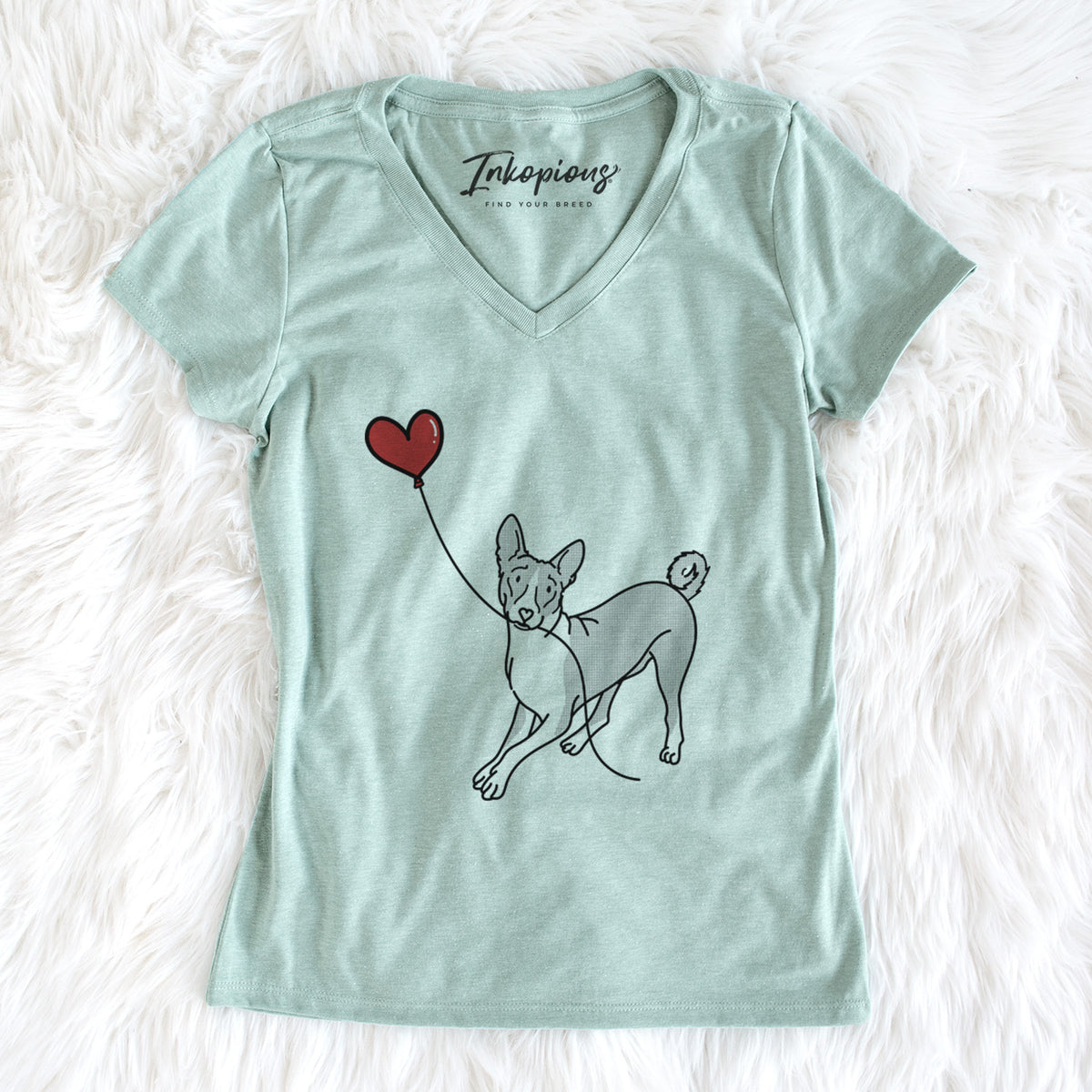 Basenji Heart String - Women's Perfect V-neck Shirt
