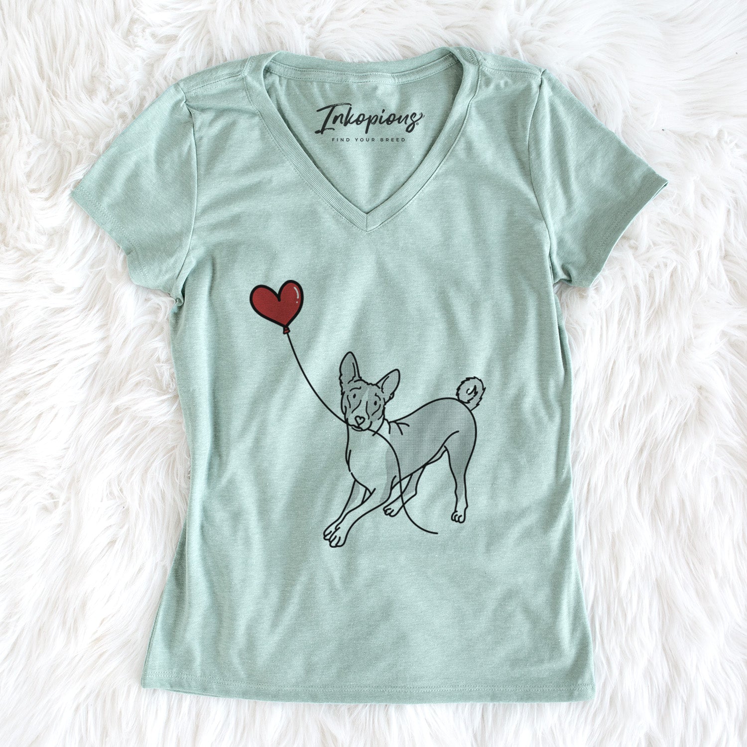 Basenji Heart String - Women's Perfect V-neck Shirt