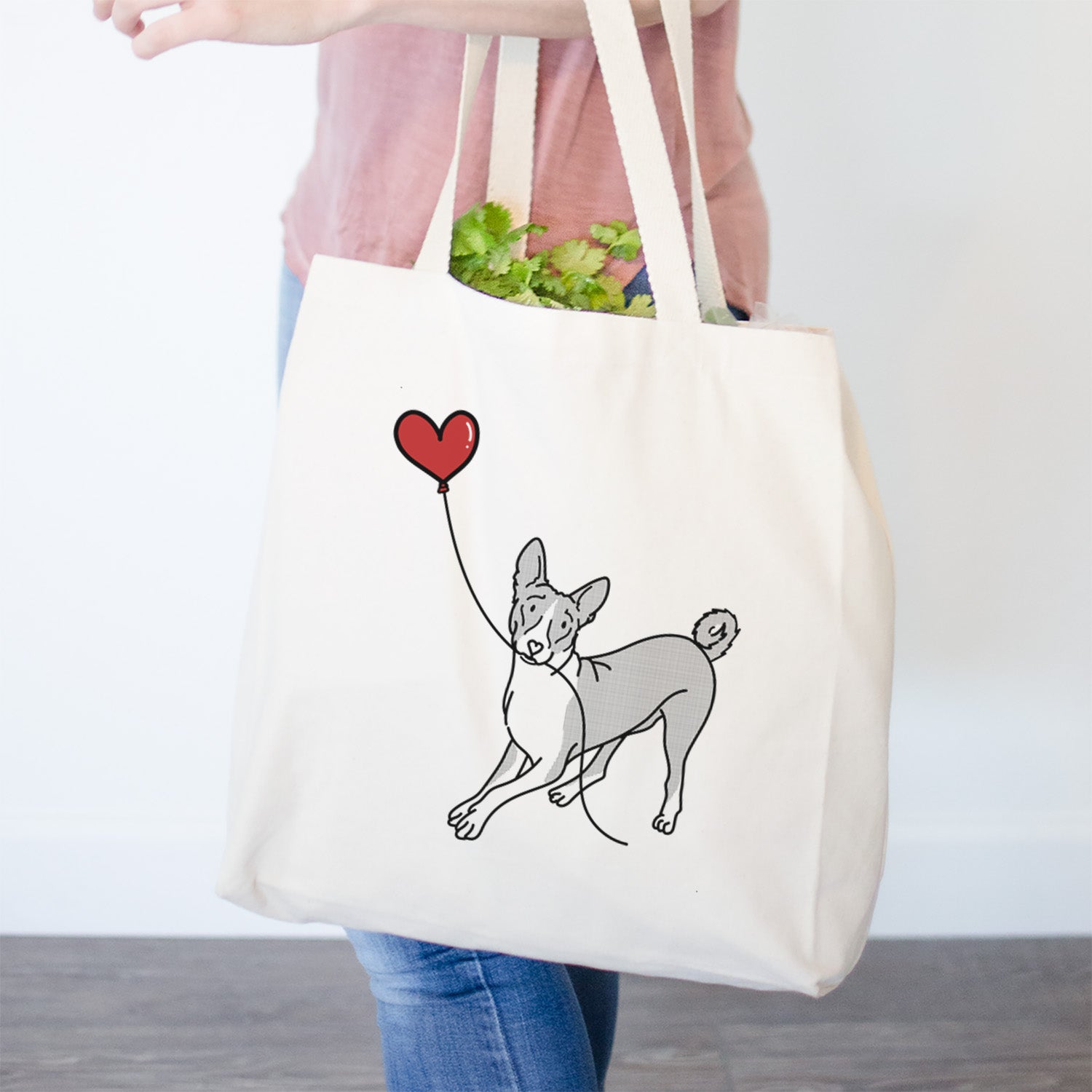 Basenji Heart String- Tote Bag