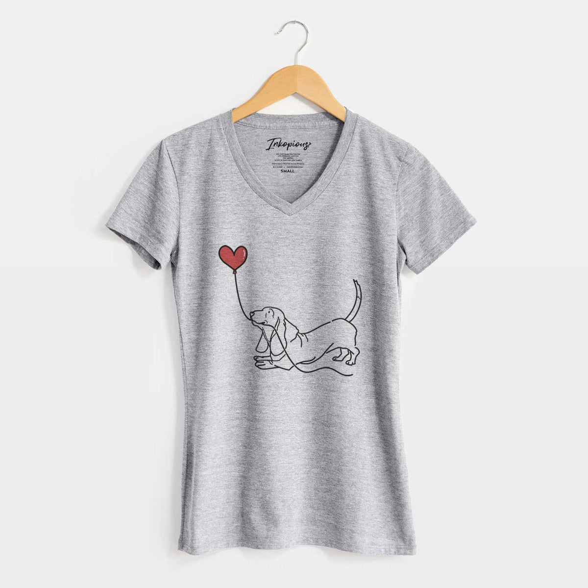 Basset Hound Heart String - Women&#39;s V-neck Shirt