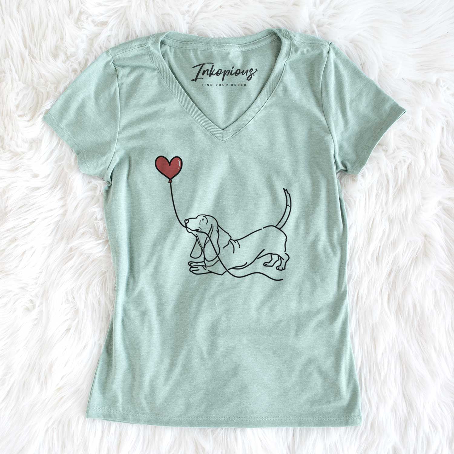 Basset Hound Heart String - Women's V-neck Shirt