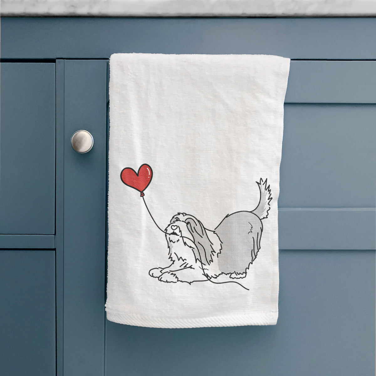 Bearded Collie Heart String -  Decorative Hand Towel