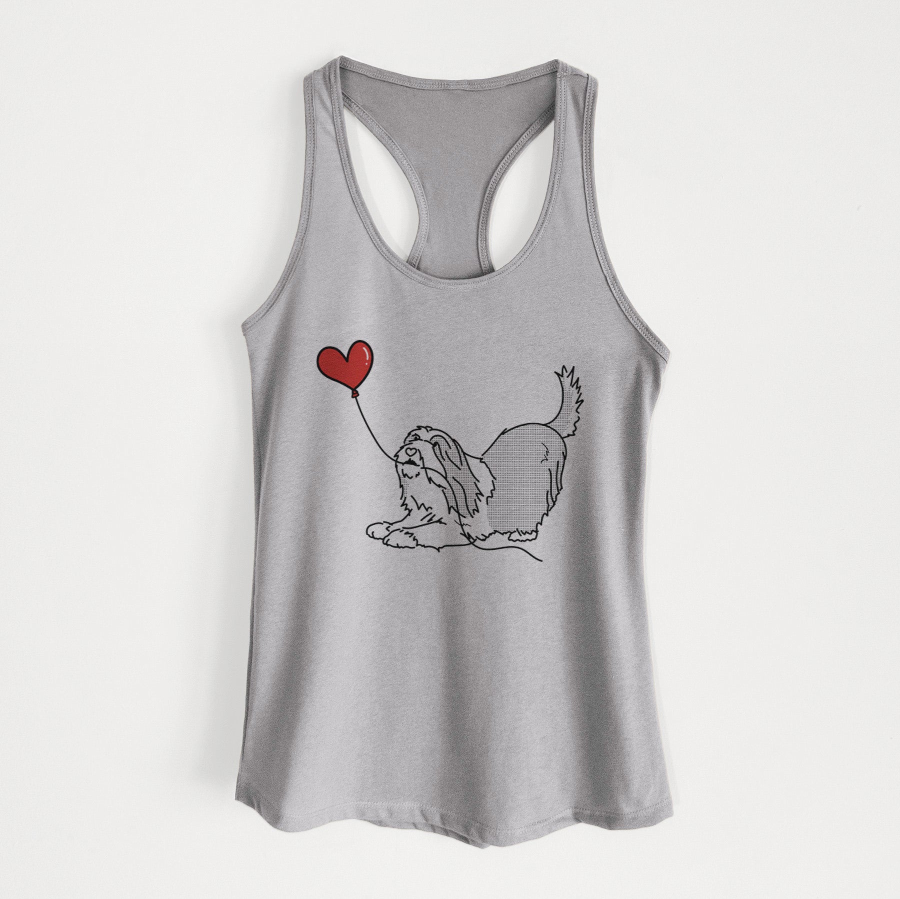 Bearded Collie Heart String - Women's Racerback Tanktop